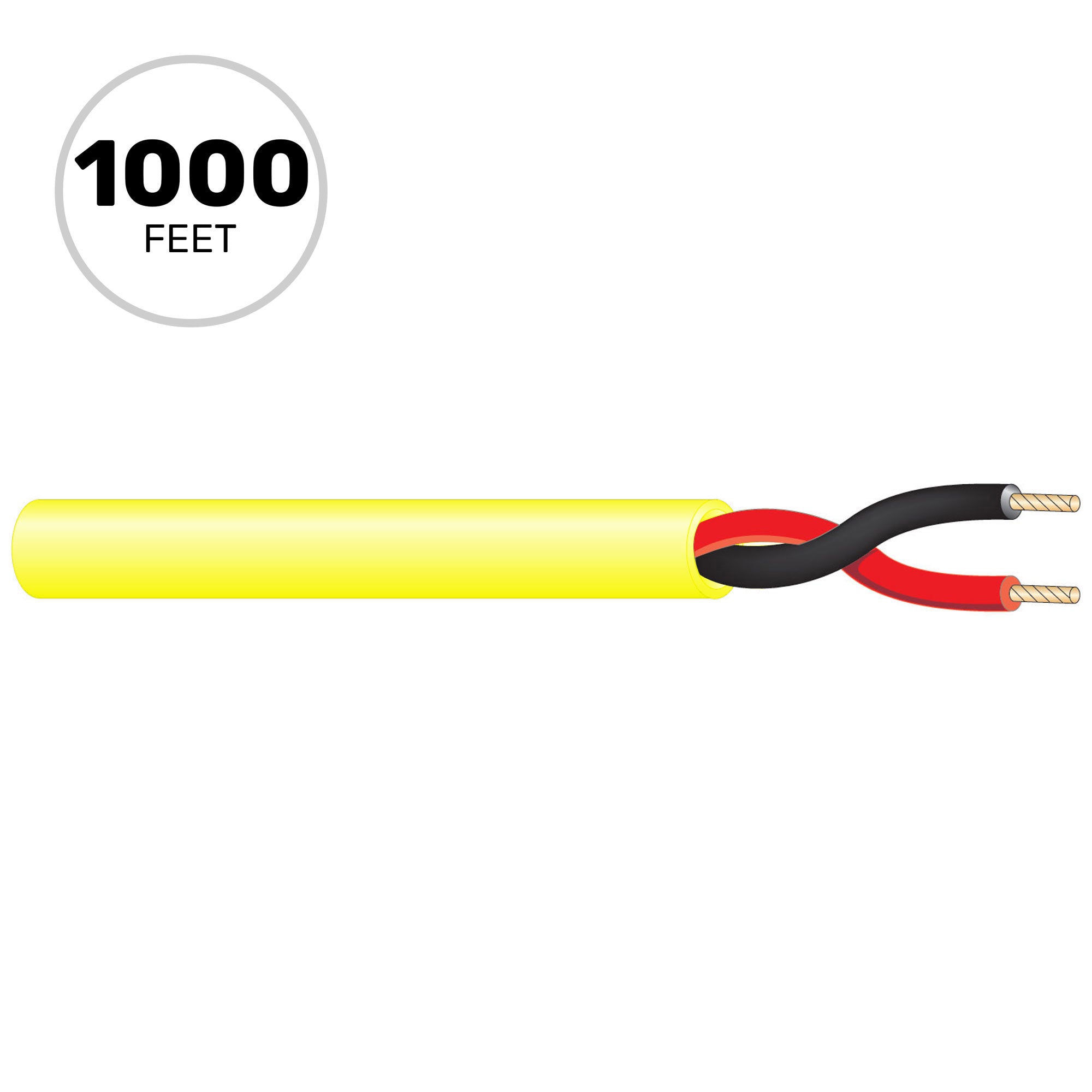 West Penn 25224B Plenum Rated 18 AWG 2 Conductor Unshielded CMR Speaker Wire (Yellow, 1000' Roll)