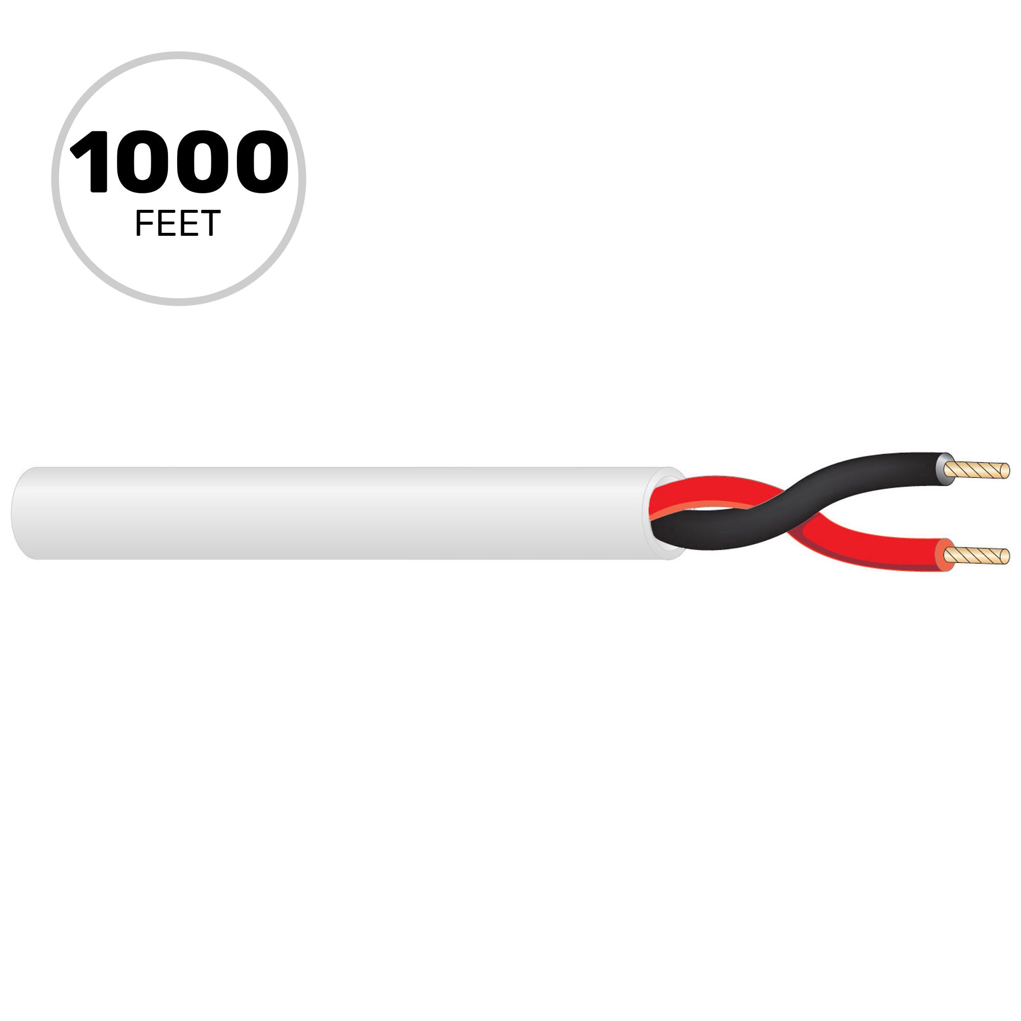 West Penn 25226B Plenum Rated 14 AWG 2 Conductor Unshielded CMR Speaker Wire (White, 1000' Roll)