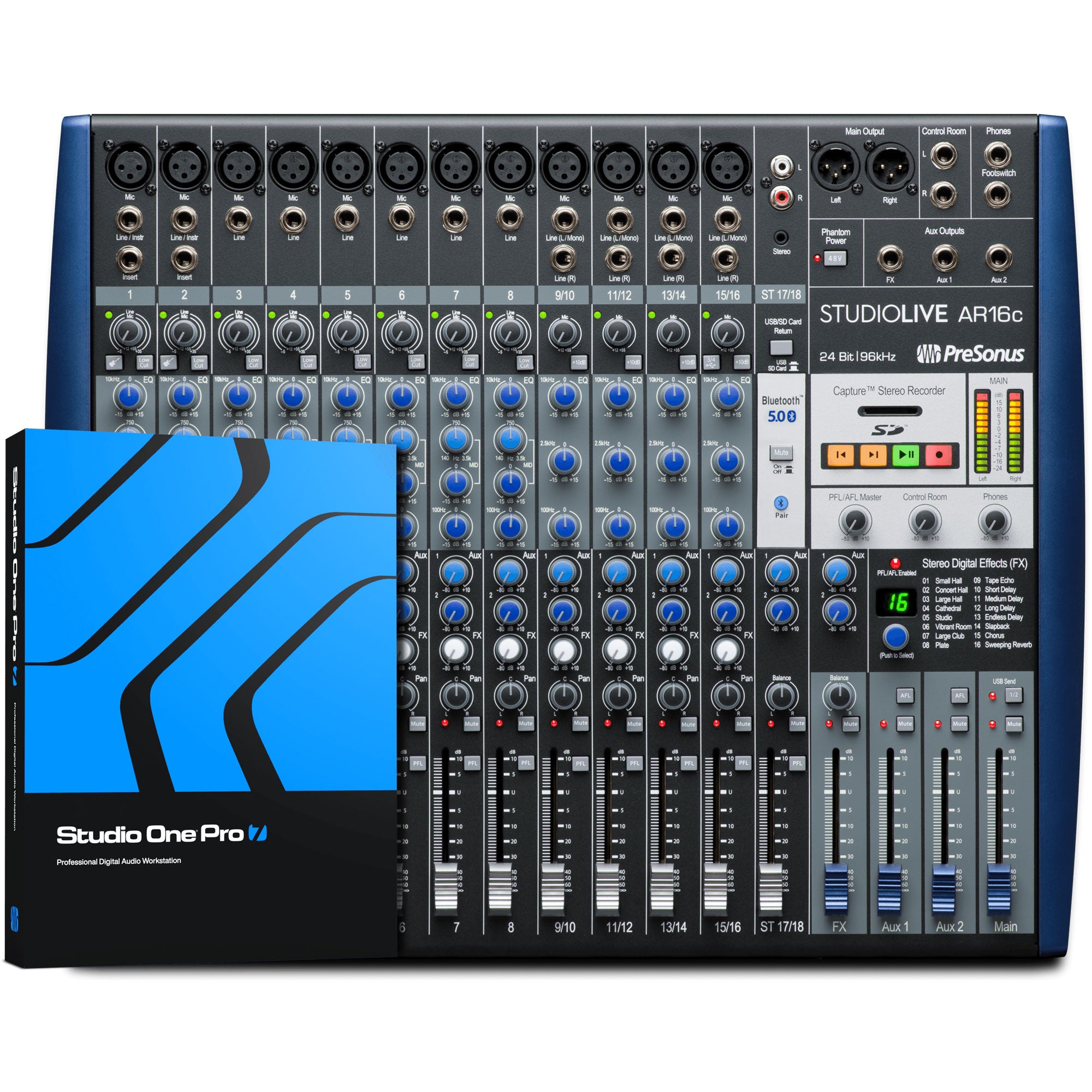 PreSonus StudioLive AR16c USB-C 18-Channel Hybrid Performance and Recording Mixer