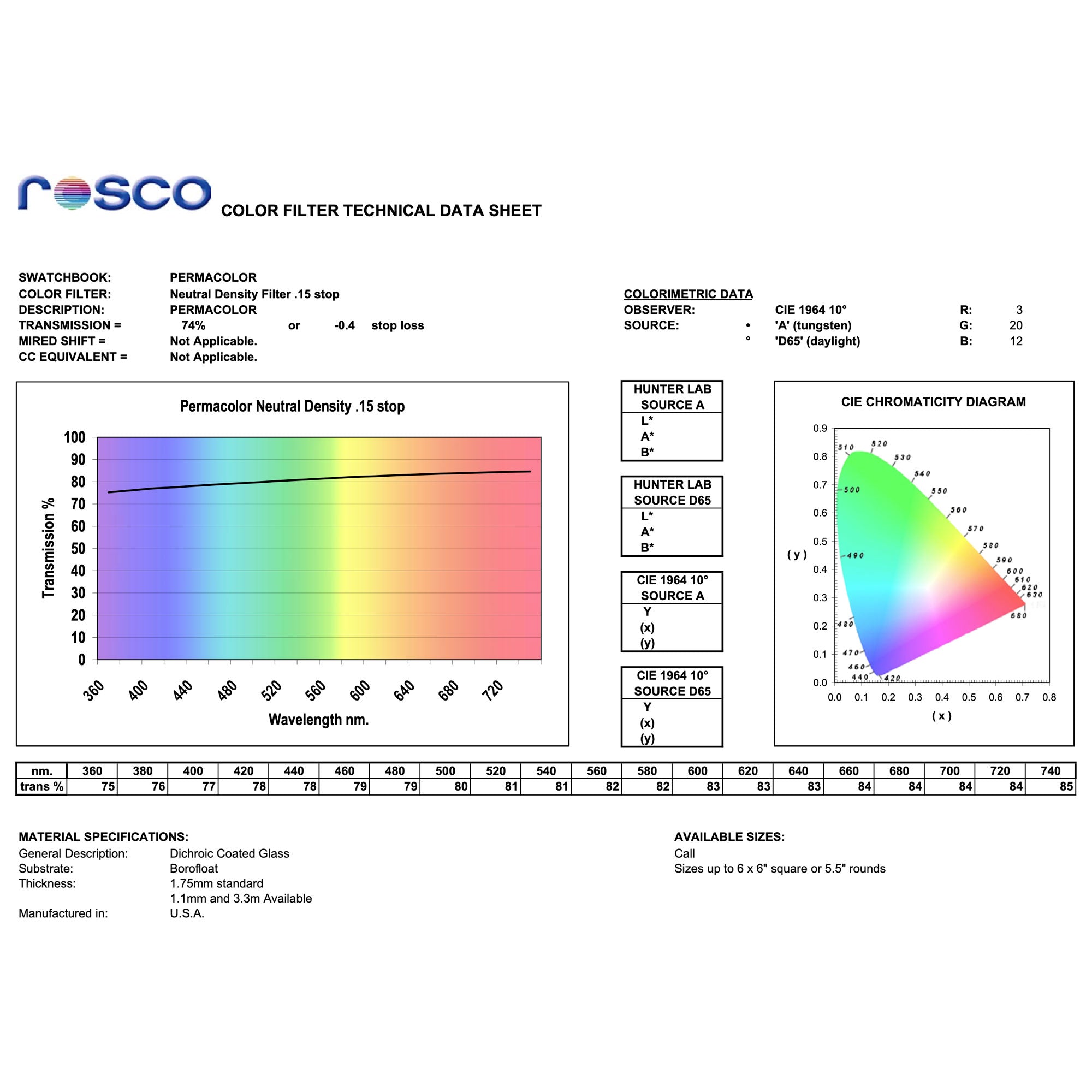 Rosco #3415 Roscolux Filter Gel Rosco N.15 (60" x 20' Roll)