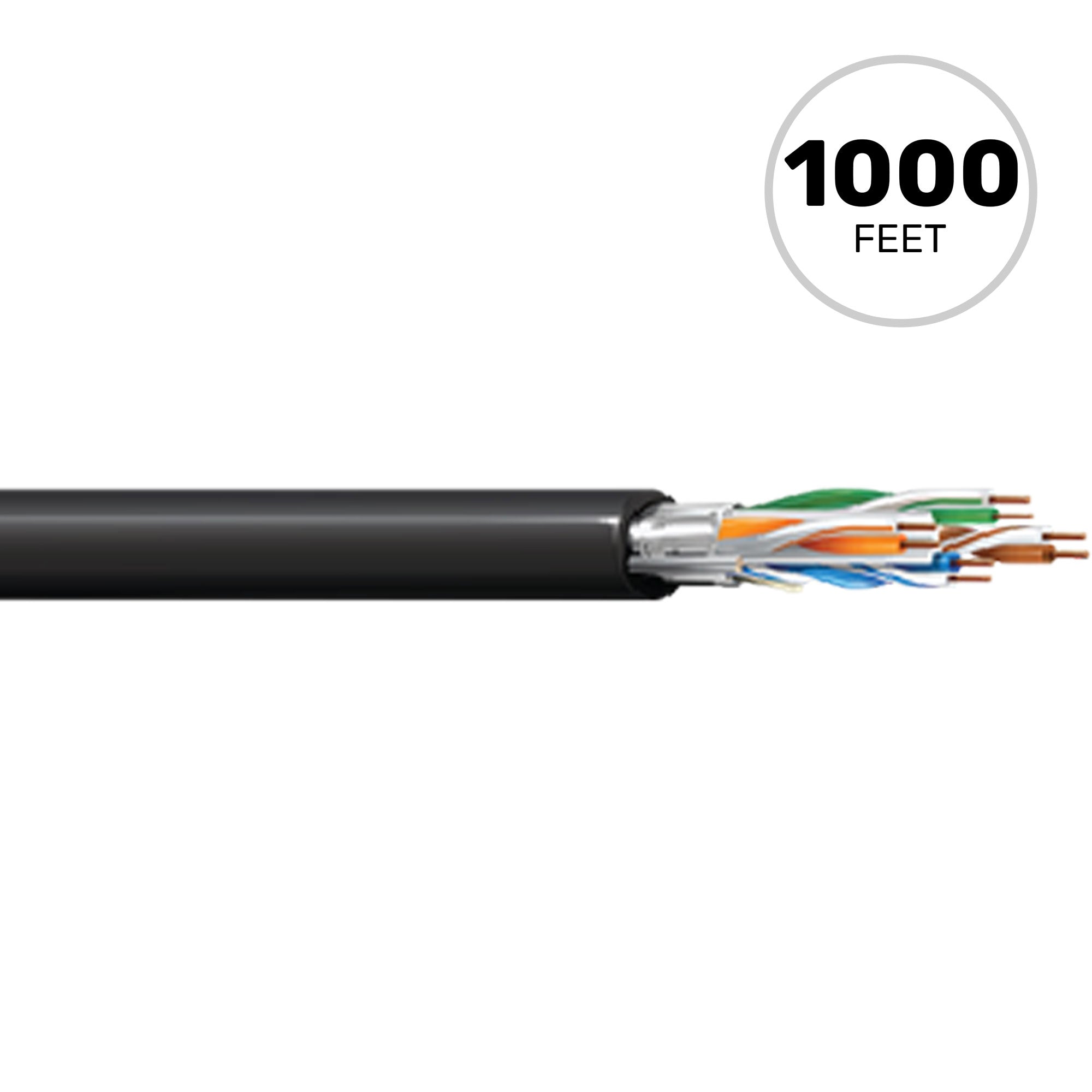 West Penn 4236F Shielded Category 6+ CMR 10/100/1000 BaseT Ethernet Cable (Black, 1000' Roll)