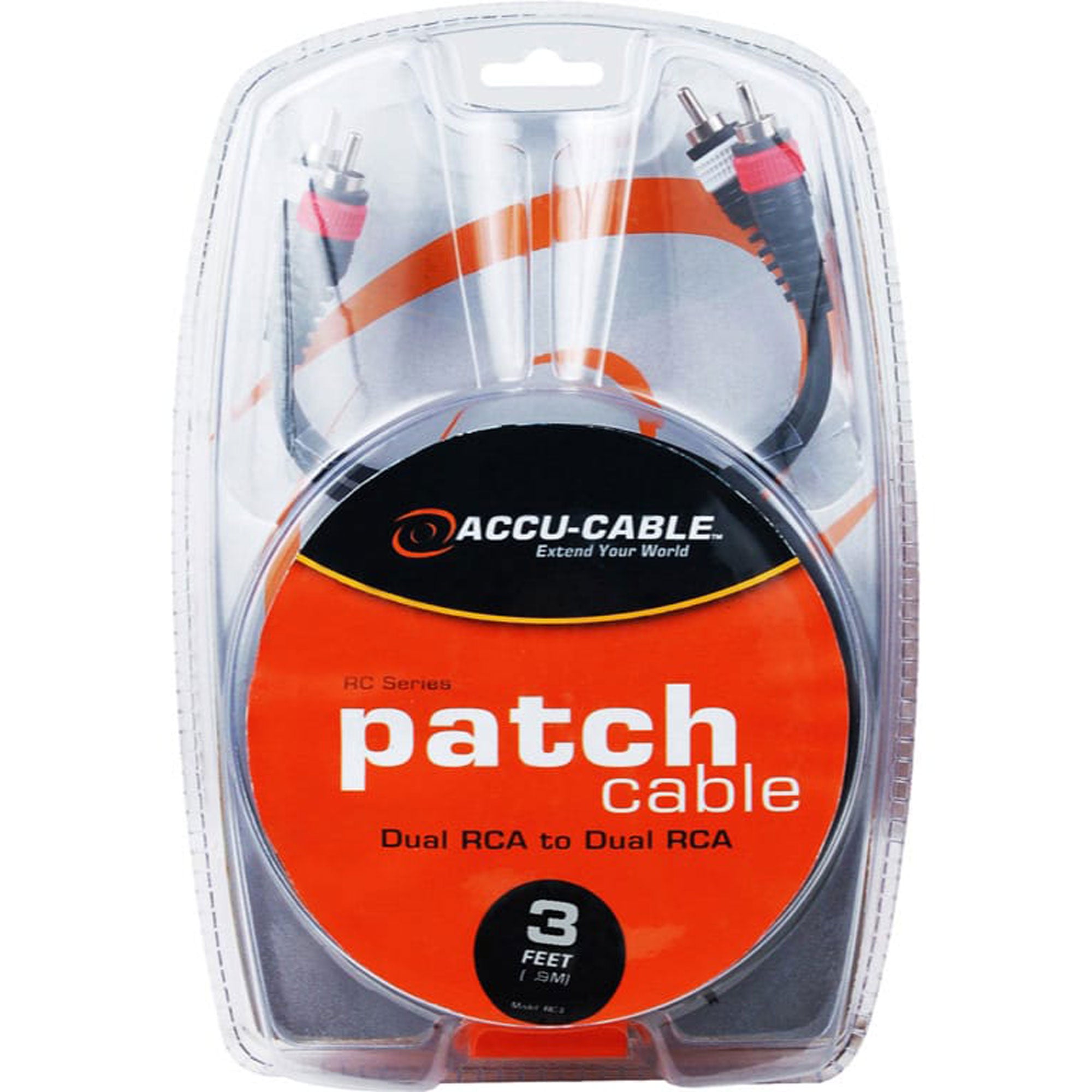 American DJ Accu-Cable RC-3 Dual RCA Cable (3')
