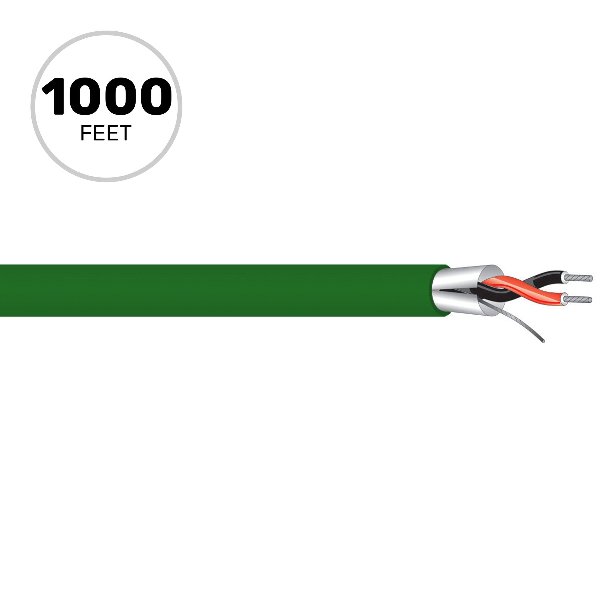 West Penn 454 Miniature 22 AWG 2 Conductor Line Level Audio Cable (Green, 1000' Roll)