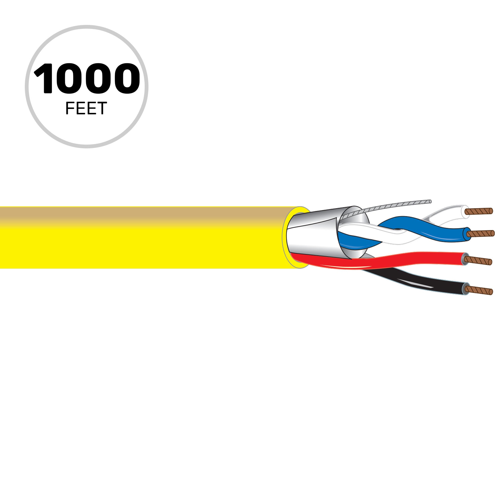 West Penn 77350 22/2 Shielded 18/2 Unshielded Media Control Cable (Yellow, 1000' Roll)