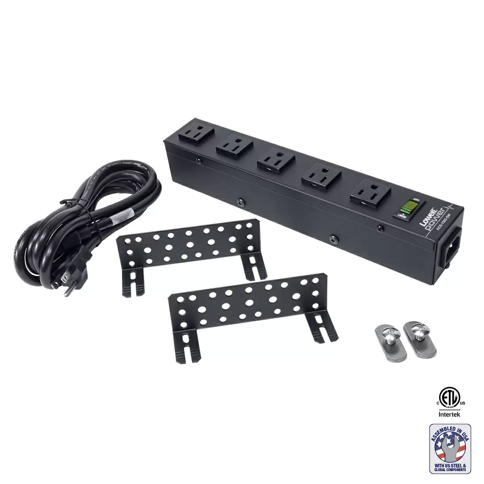 Lowell ACS-1505-SW 15A Power Strip with 5 Outlets and On/Off Switch