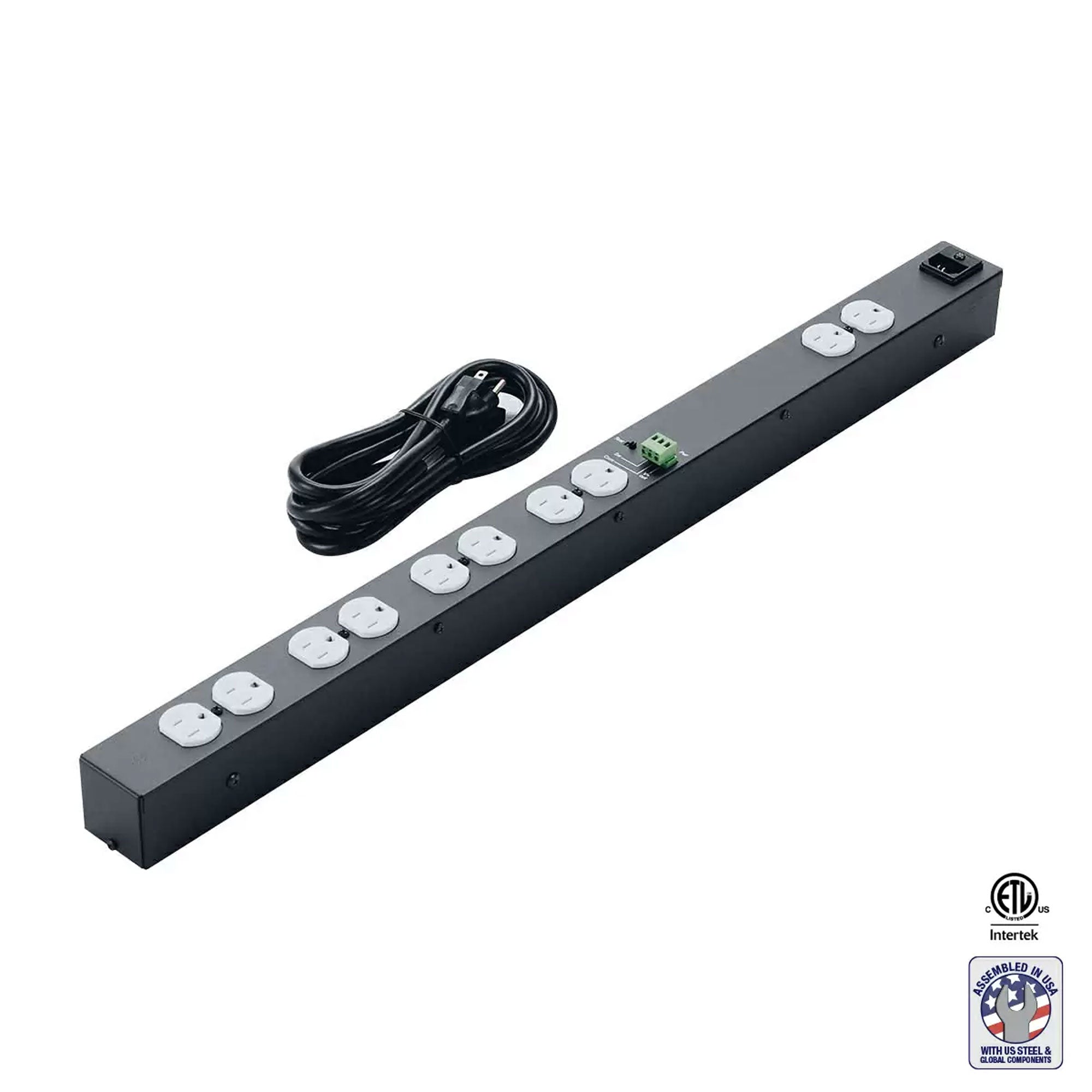 Lowell ACS-1510-RPC 15A Power Strip with 10 Outlets, Detachable 6' IEC Cord and RPC