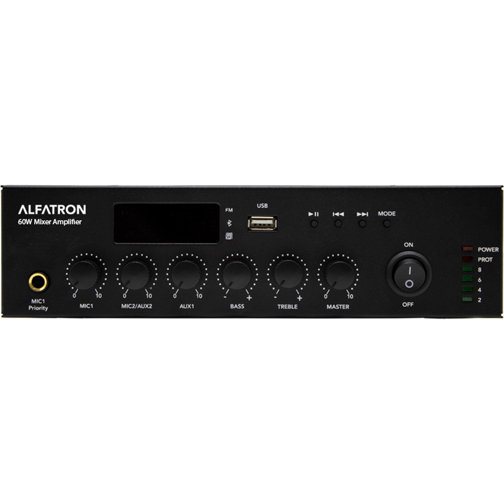 Alfatron 60W-UB Compact Mixer Amplifier with USB, Bluetooth, FM Tuner and MP3 Player