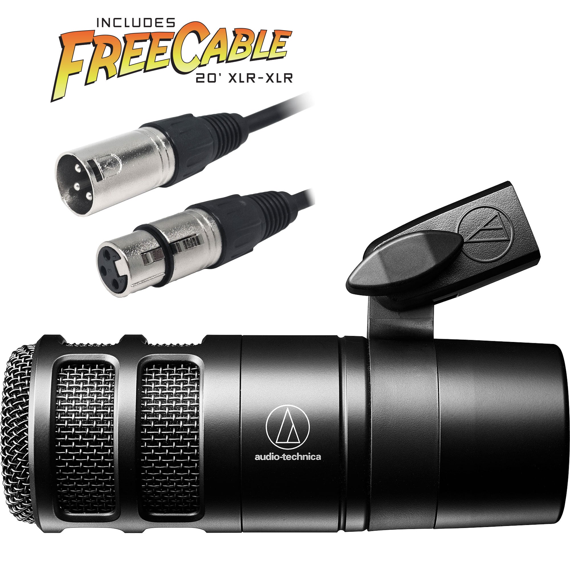 Audio-Technica AT2040 Hypercardioid Dynamic Podcast Microphone with FREE 20' XLR Cable