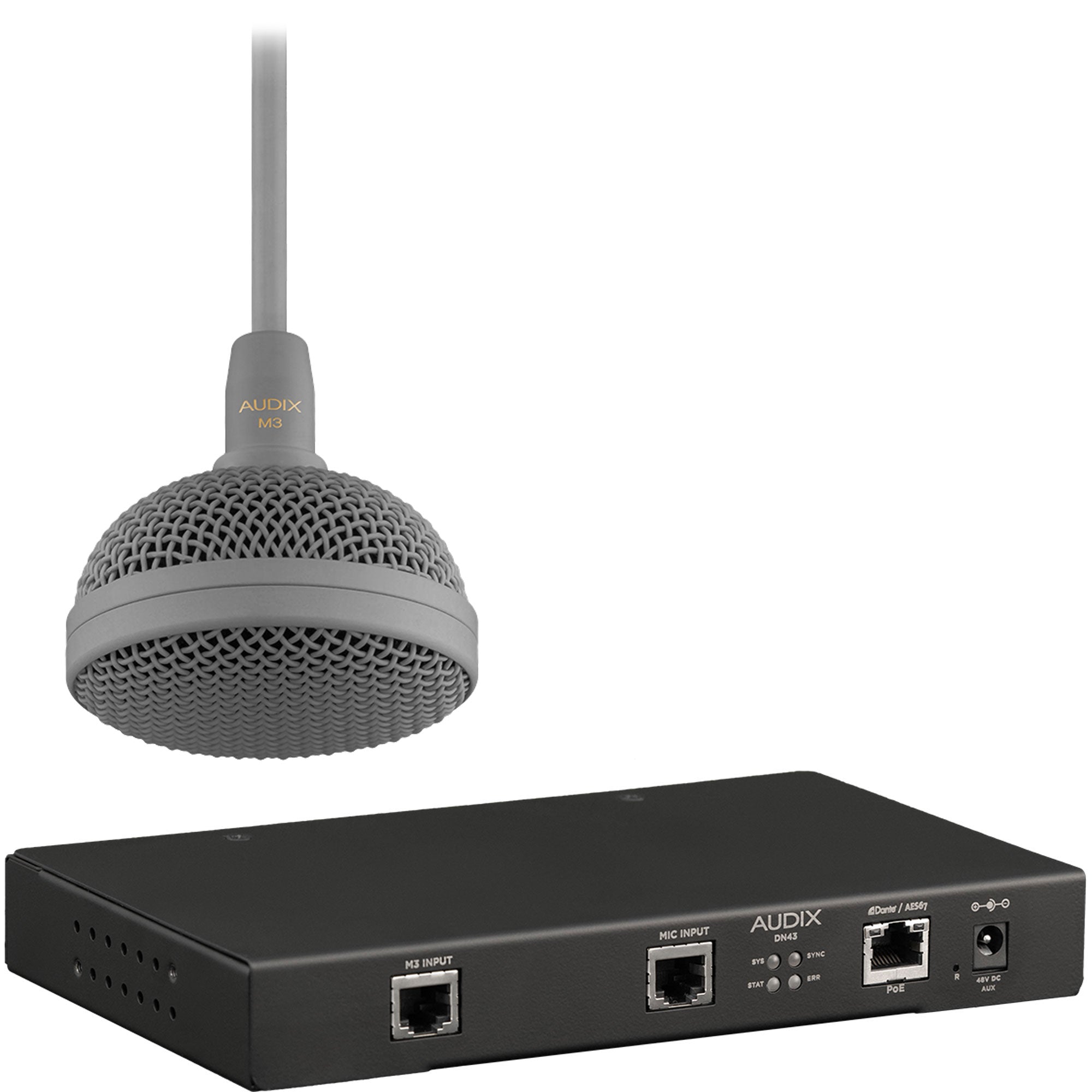 Audix M3GDK Tri-Element Hanging Ceiling Microphone and Dante / AES67 Interface Kit (Grey)