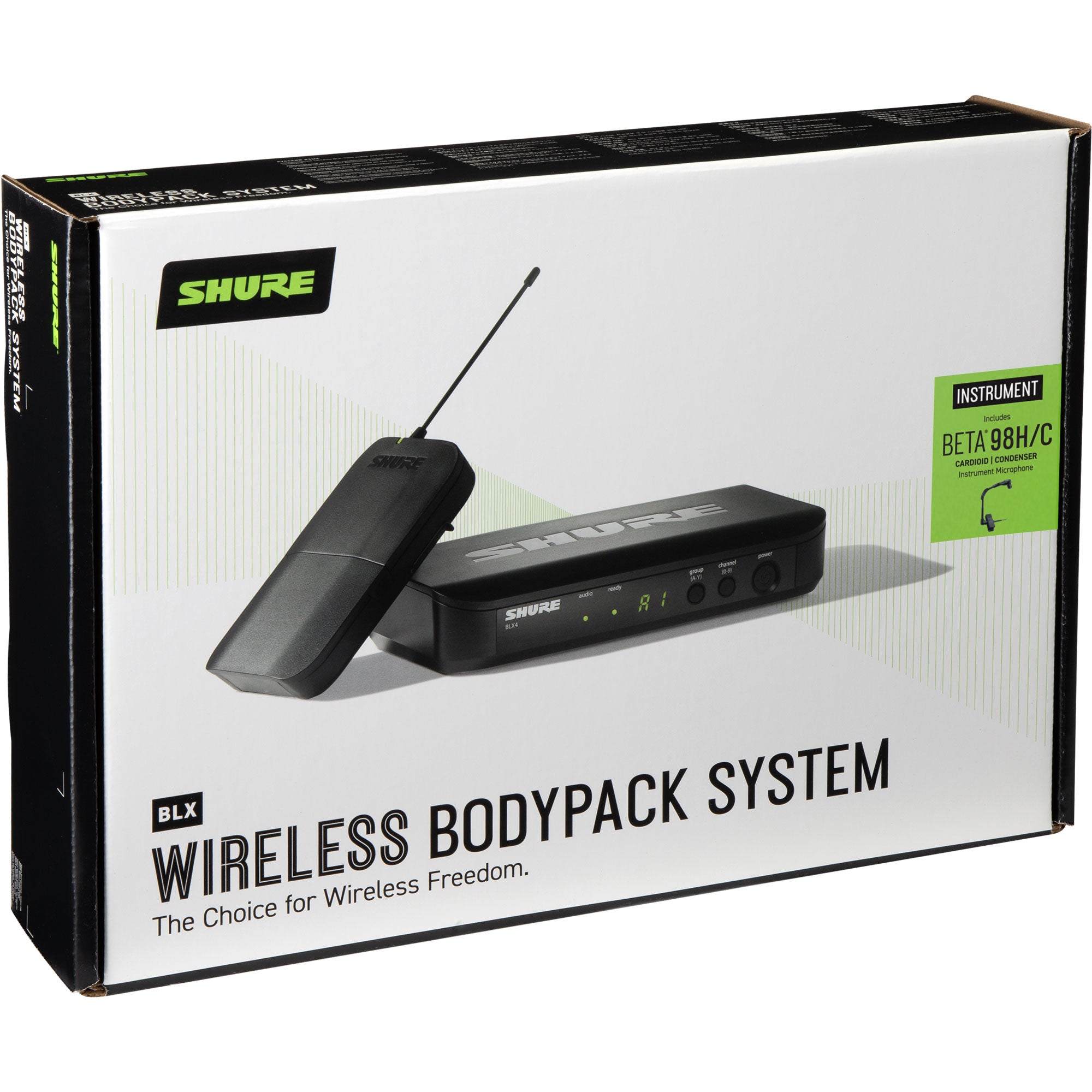 Shure BLX14/B98 Wireless Cardioid Instrument Microphone System (J11: 596-616 MHz)