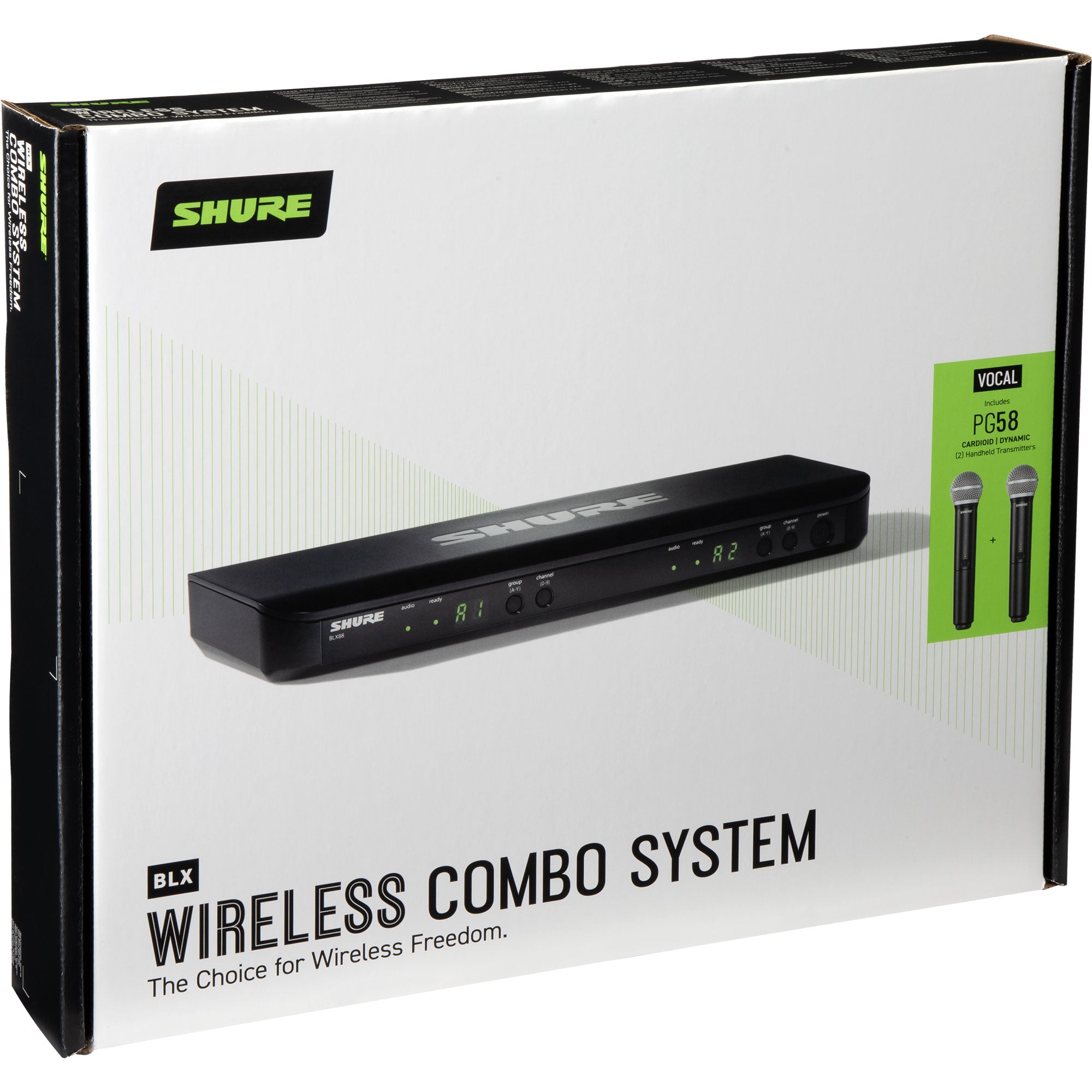 Shure BLX288/PG58 Dual-Channel Wireless Handheld Microphone System with PG58 Mics (H11: 572-596 MHz)