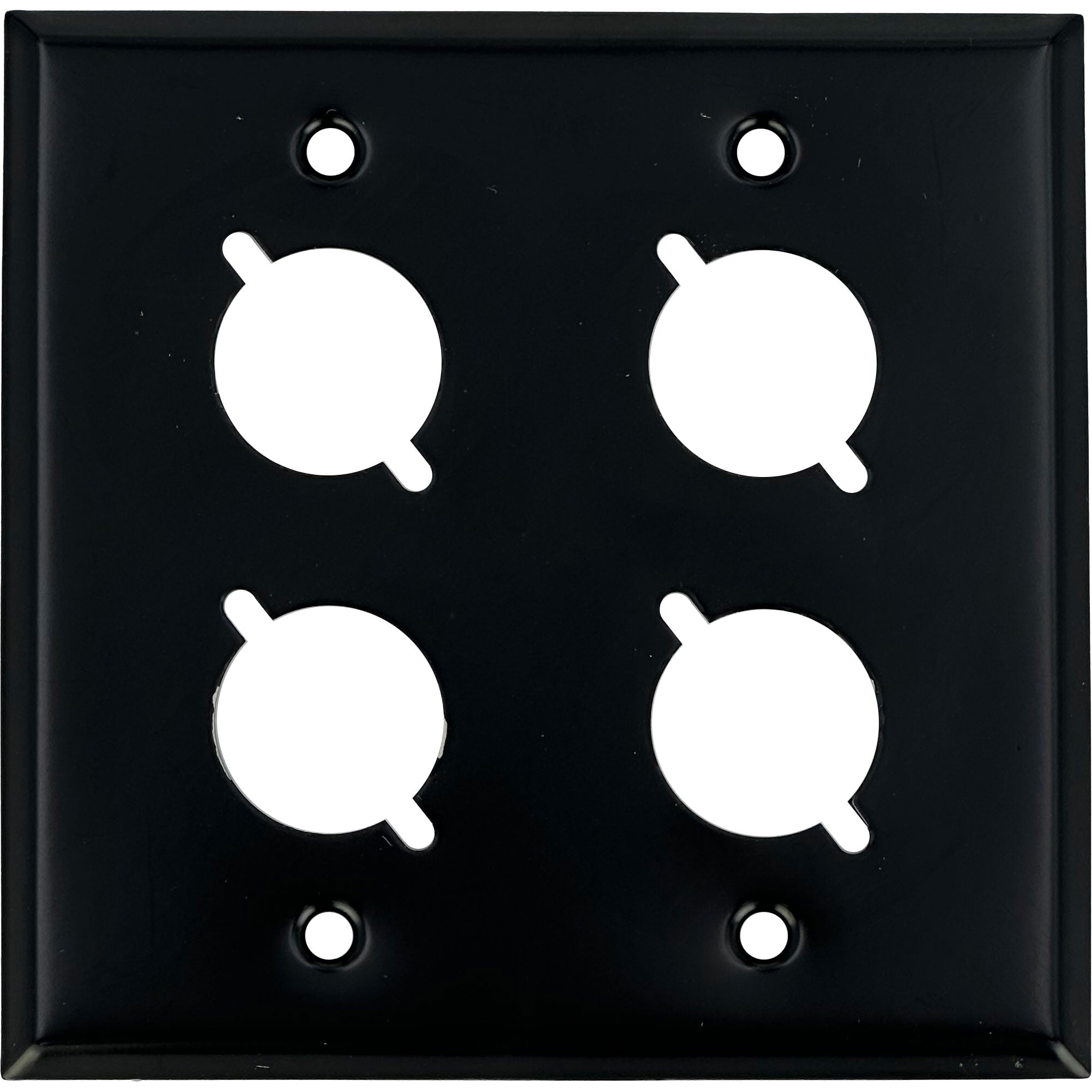 CBI BR-WP2-4H-BLK 2-Gang Wall Plate Punched for 4 Neutrik XLR Connectors (Black)
