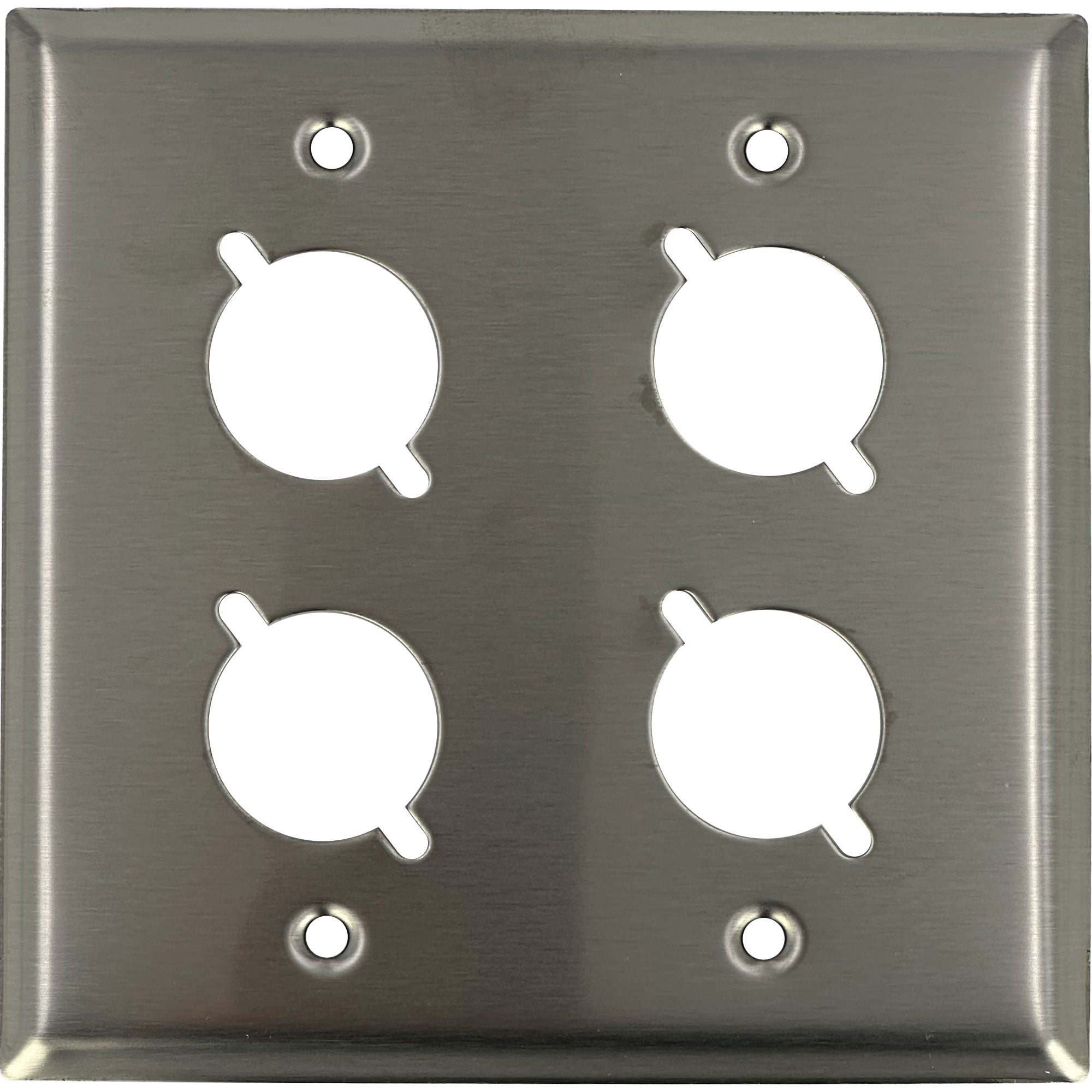 CBI BR-WP2-4H 2-Gang Wall Plate Punched for 4 Neutrik XLR Connectors (Stainless Steel)