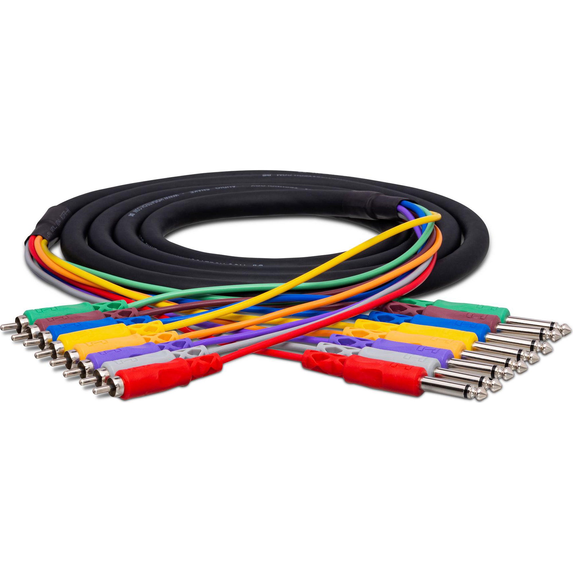 Hosa CPR-802 8-Channel 1/4" TS to RCA Unbalanced Audio Snake Cable (6.6')