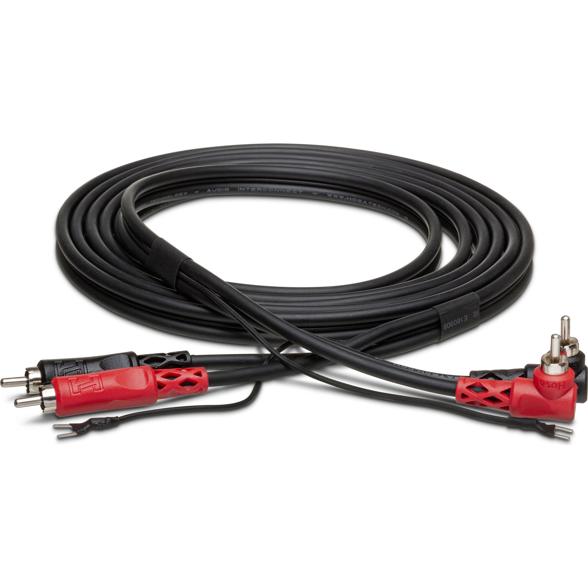 Hosa CRA-201DJ Dual RCA to Dual Right-angle RCA Stereo Interconnect Cable with Ground Wire (3.3')