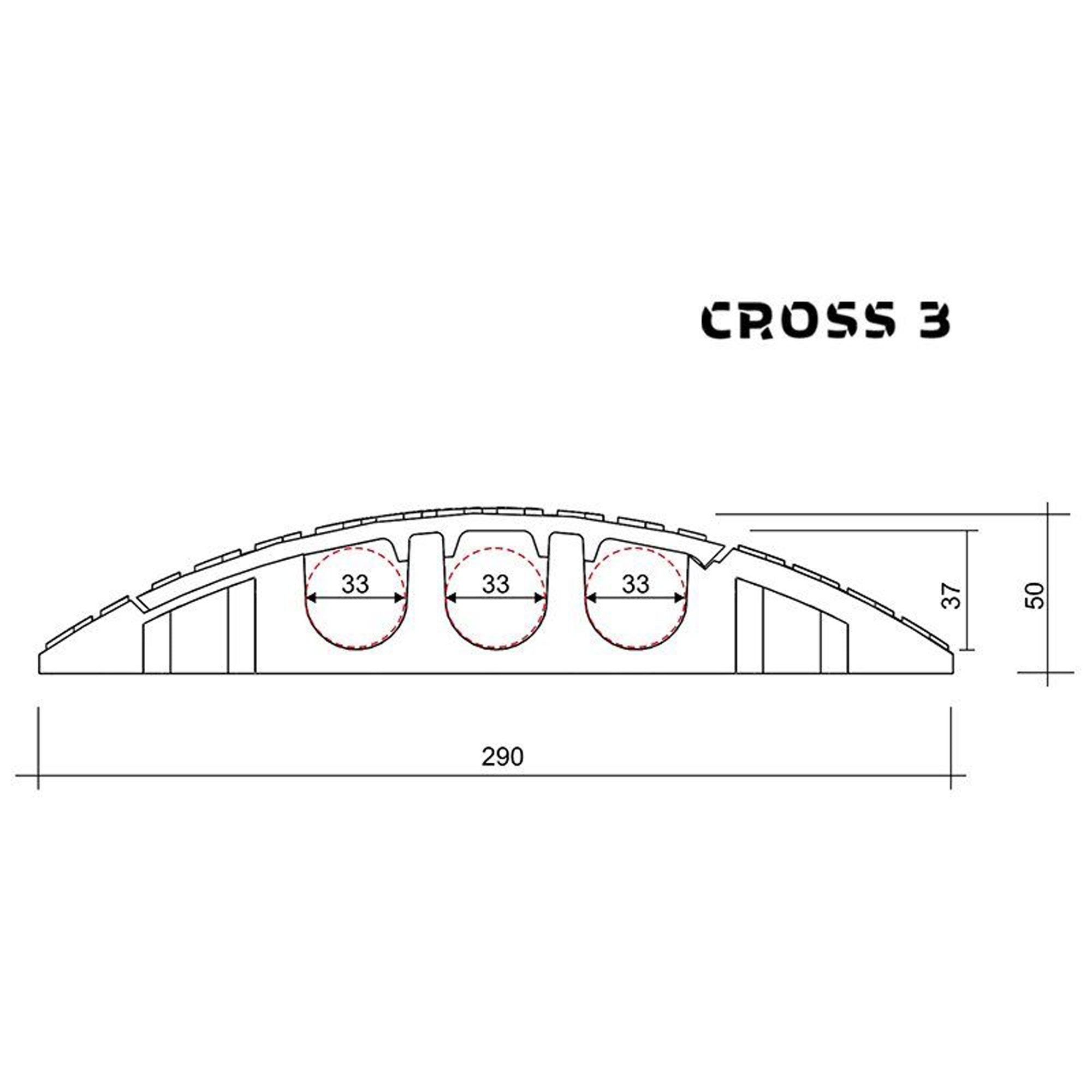 Penn Elcom CROSS3K Cross 3 Three Channel Crossover Cable Protector (Black)