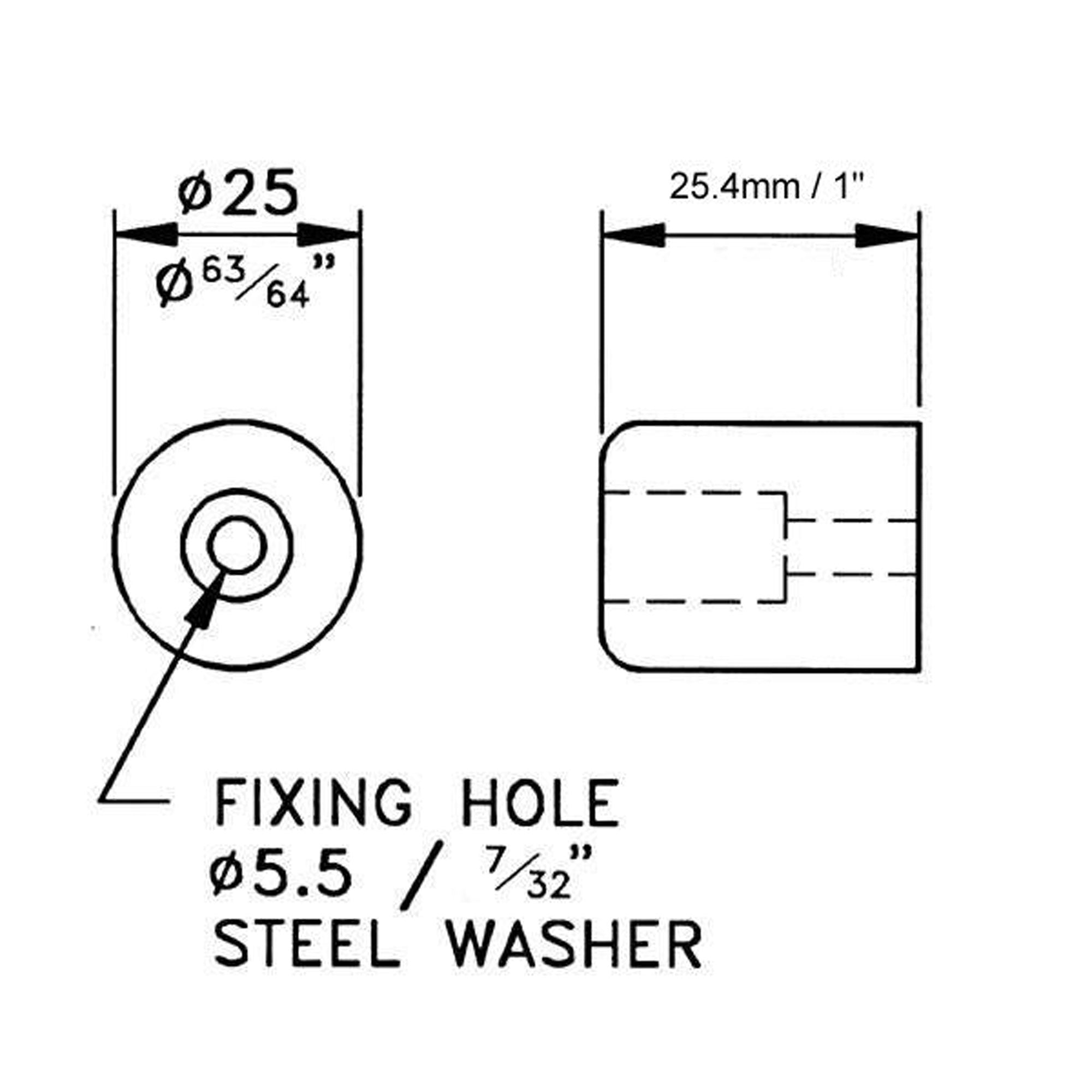 Penn Elcom F1691 Rubber Cabinet Foot with Steel Washer 1" Dia. x 1" H (4 Pack)