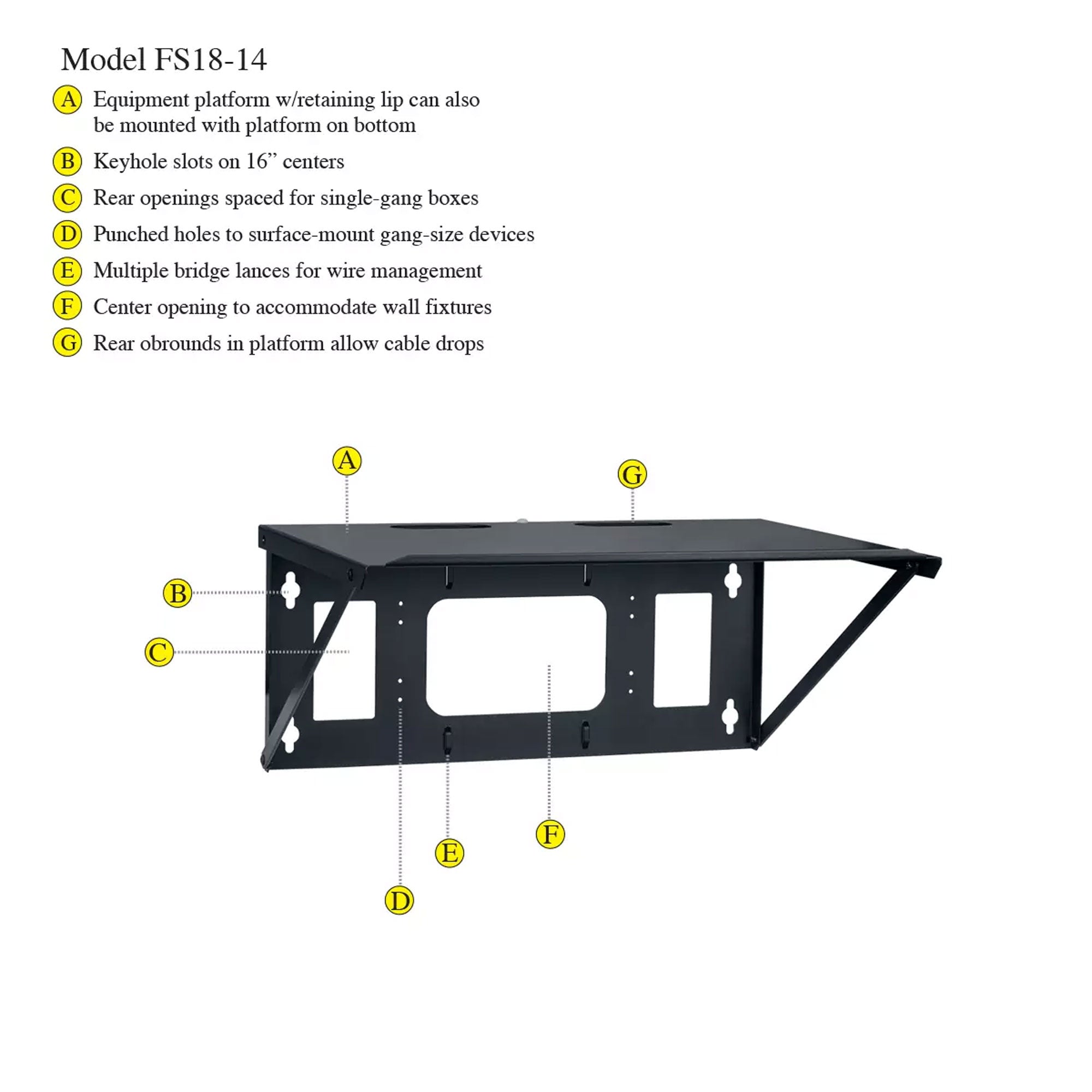 Lowell FS18-14 Wall Shelf (14" Deep)