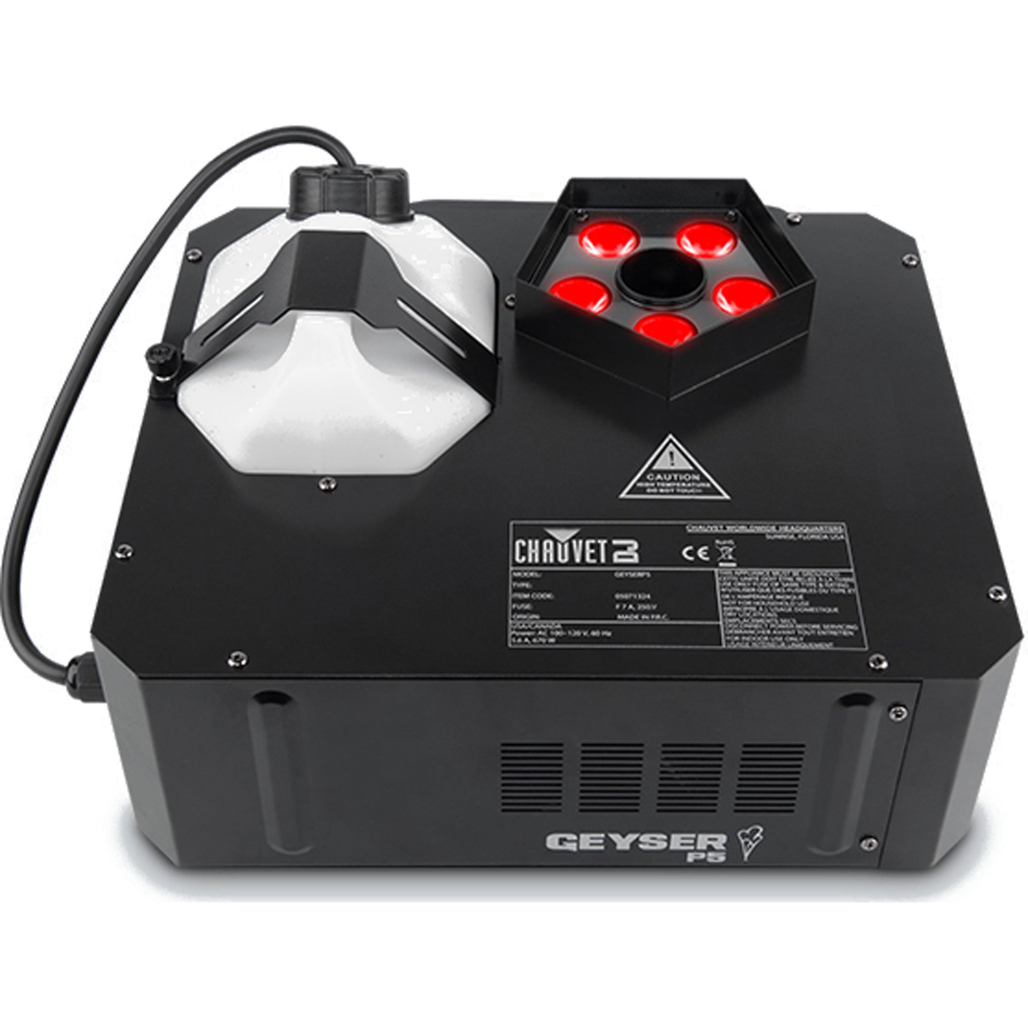 Chauvet DJ Geyser P5 RGBA+UV LED Pyrotechnic-Like Effect Fog Machine with 5 LEDs