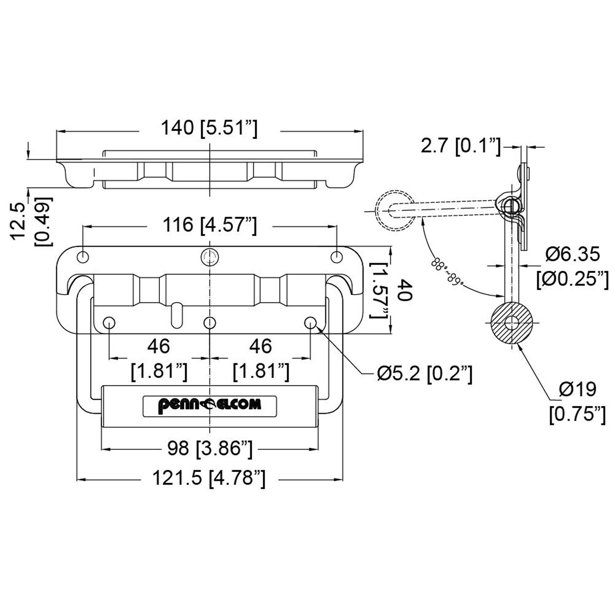 Penn Elcom H1053K Surface Mount Speaker Cabinet Handle (Black)