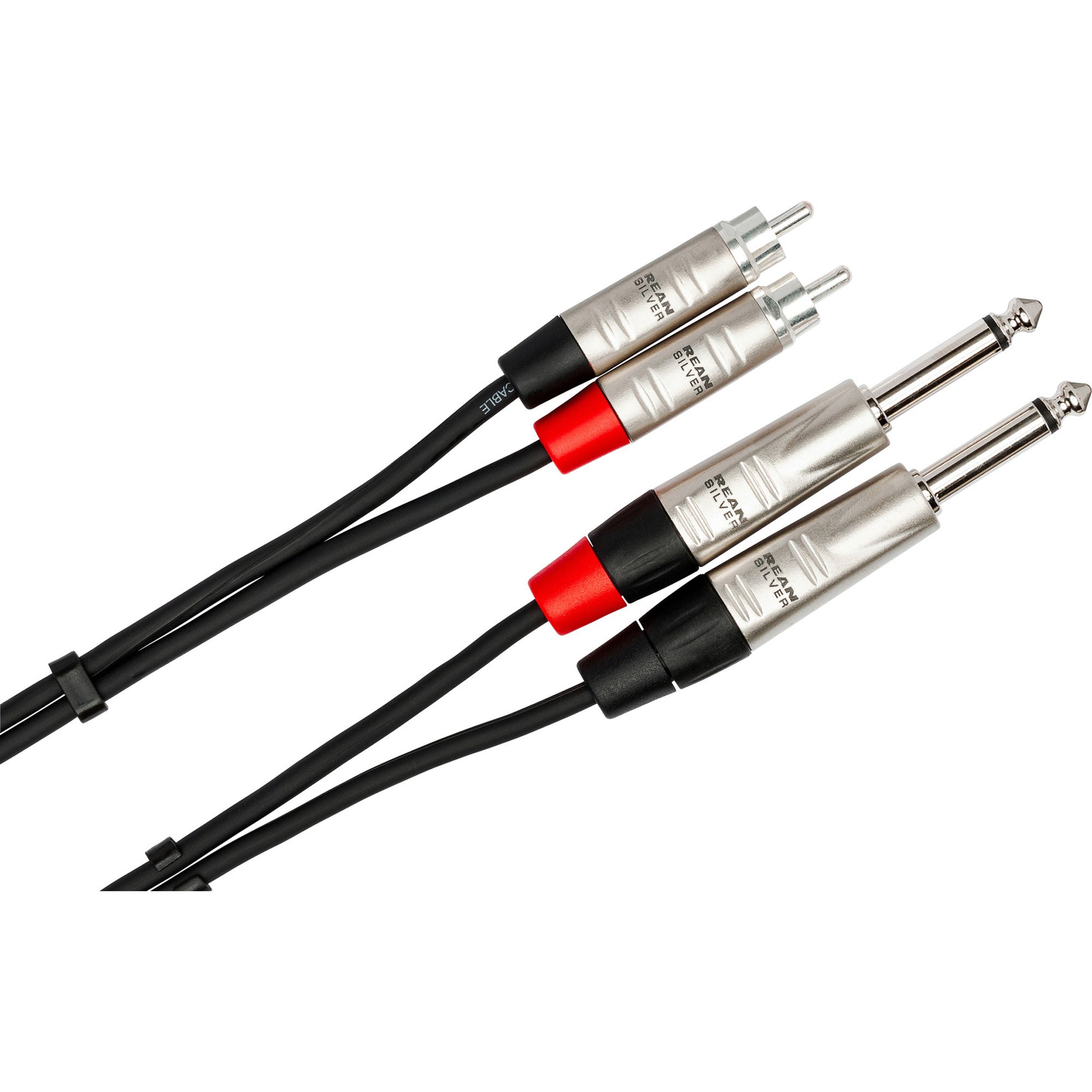 Hosa HPR-005X2 REAN Dual 1/4" TS to Dual RCA Pro Stereo Interconnect Cable (5')