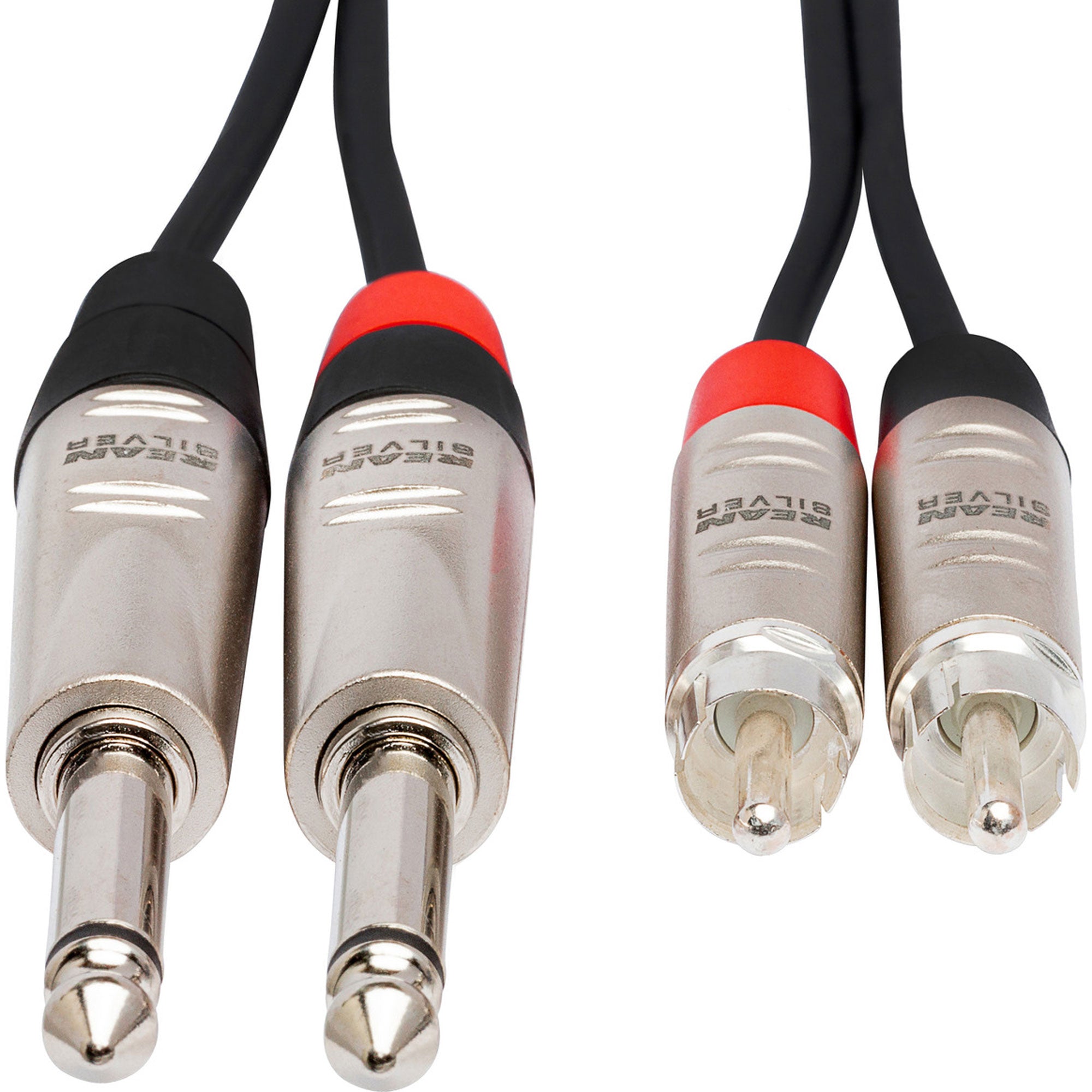 Hosa HPR-005X2 REAN Dual 1/4" TS to Dual RCA Pro Stereo Interconnect Cable (5')
