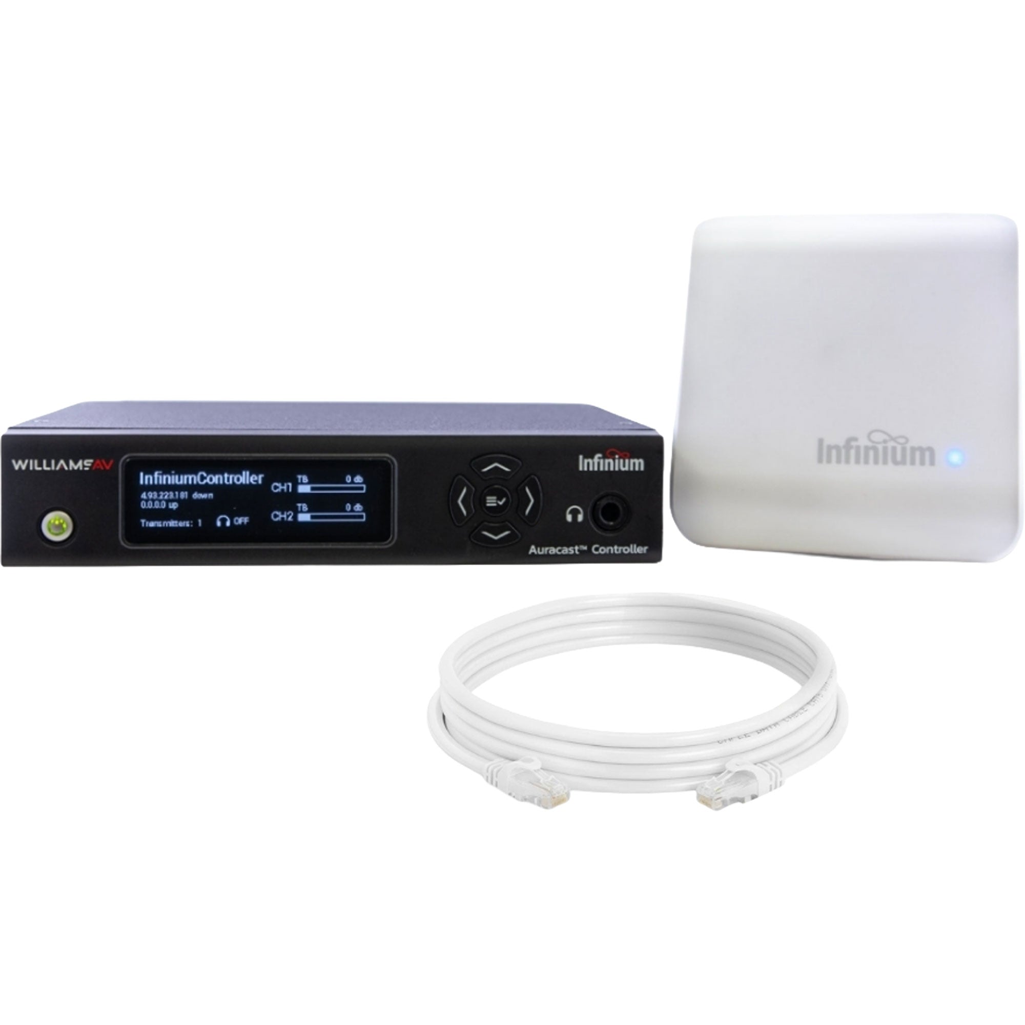 Williams AV Infinium CT1 Auracast Controller & Transmitter with Ethernet Cable