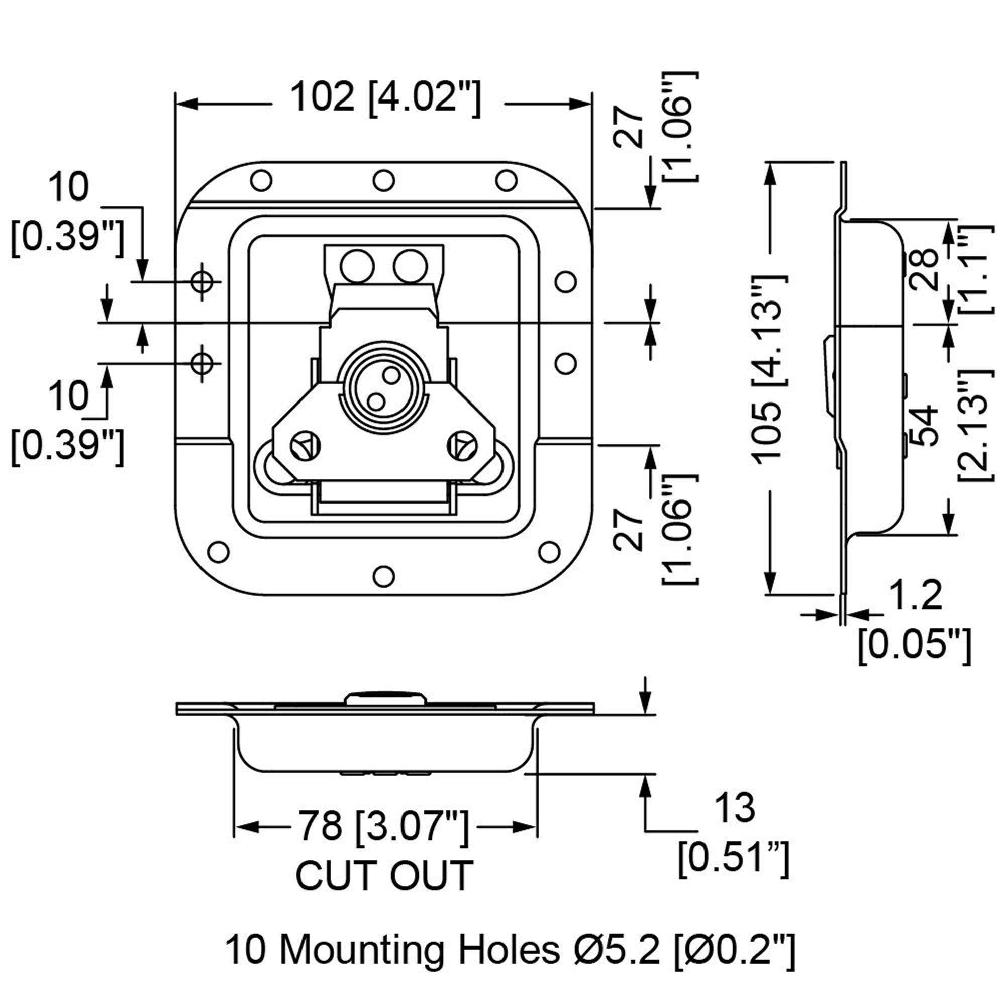 Penn Elcom L907/915K Medium Recessed Butterfly Latch