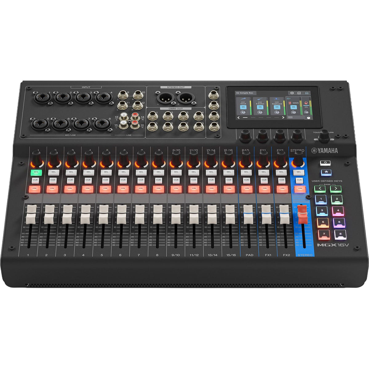 Yamaha MGX16V 22-Channel Digital Mixing Console with Dual USB-C Audio/Video Interface (Black)