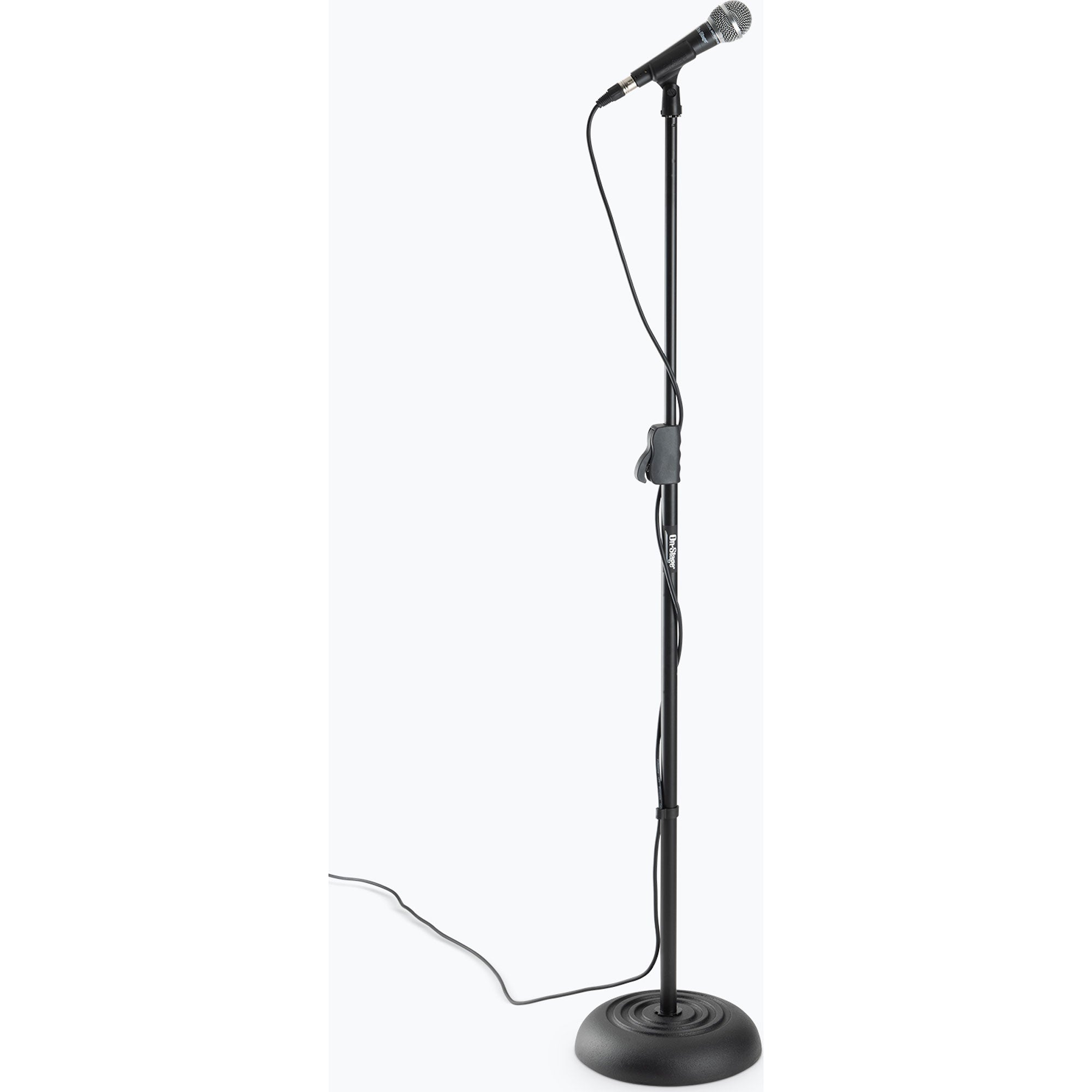 On-Stage MS7201QRB Round Base Quick Release Telescoping Microphone Stand (Black)