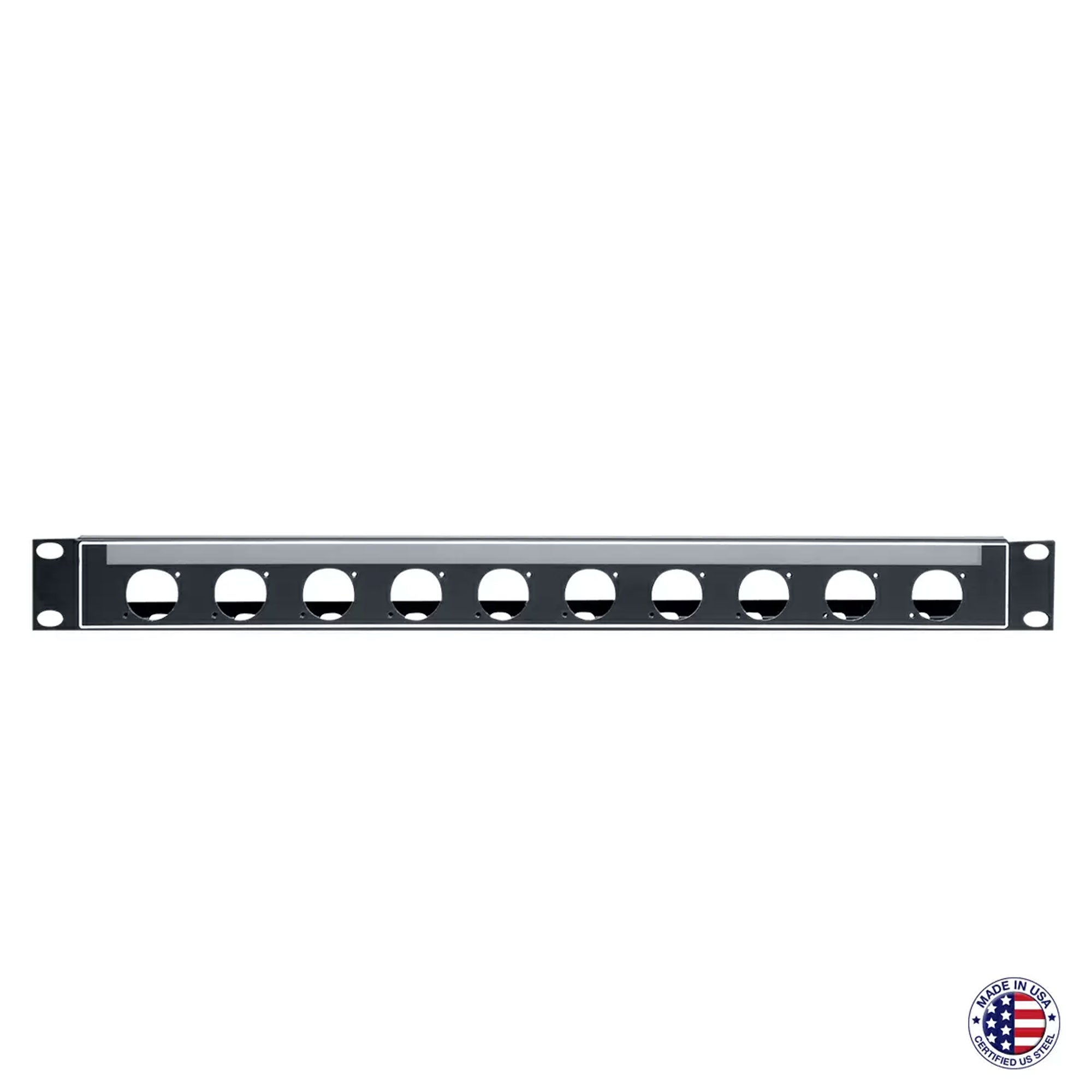 Lowell N10P-ID-1 Neutrik Punched 19" Rack Panel with PocketID (1U, 10 Holes)