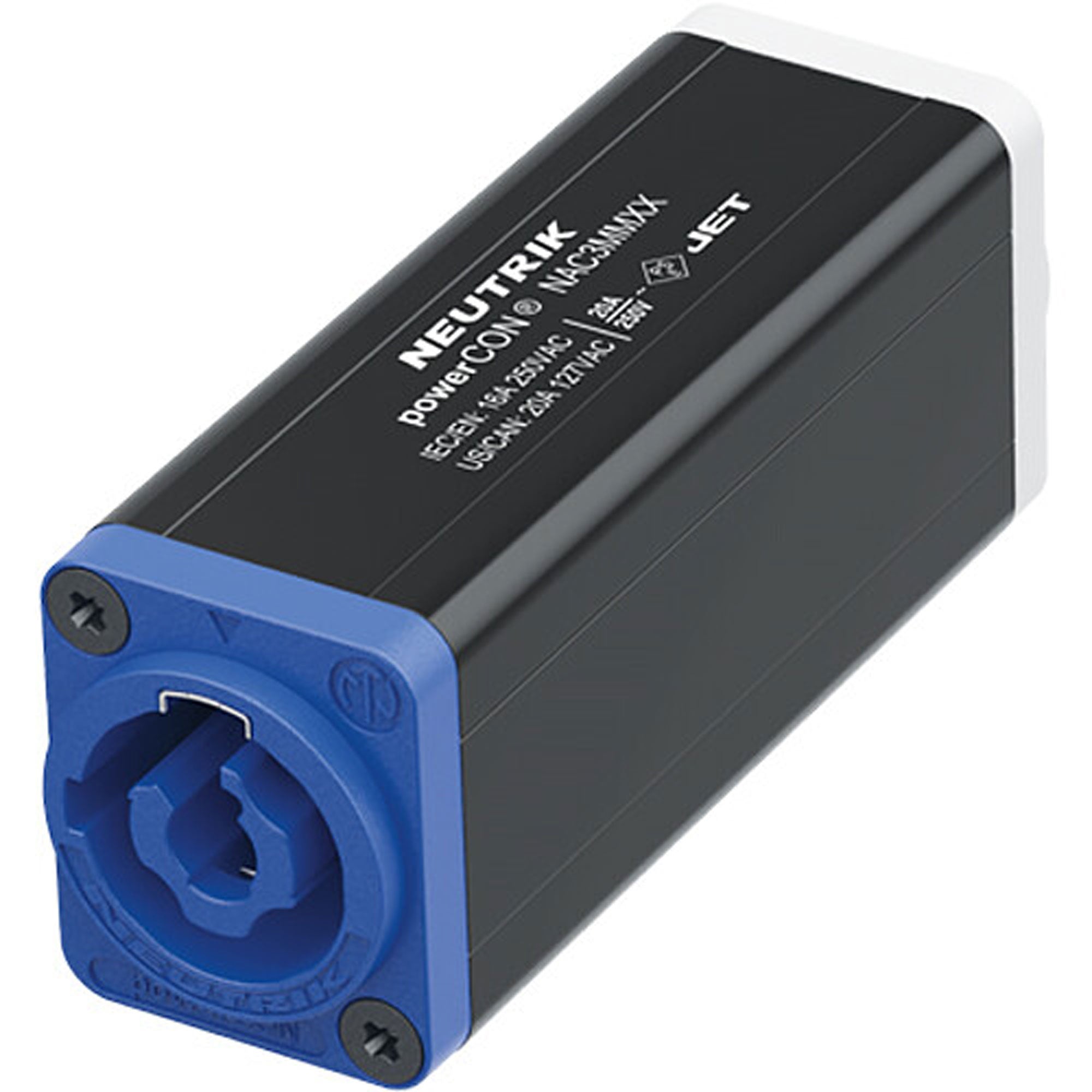 Neutrik NAC3MMXX powerCON Coupler for IEC 60320-1 XX Series (Blue/Gray, Box of 25)