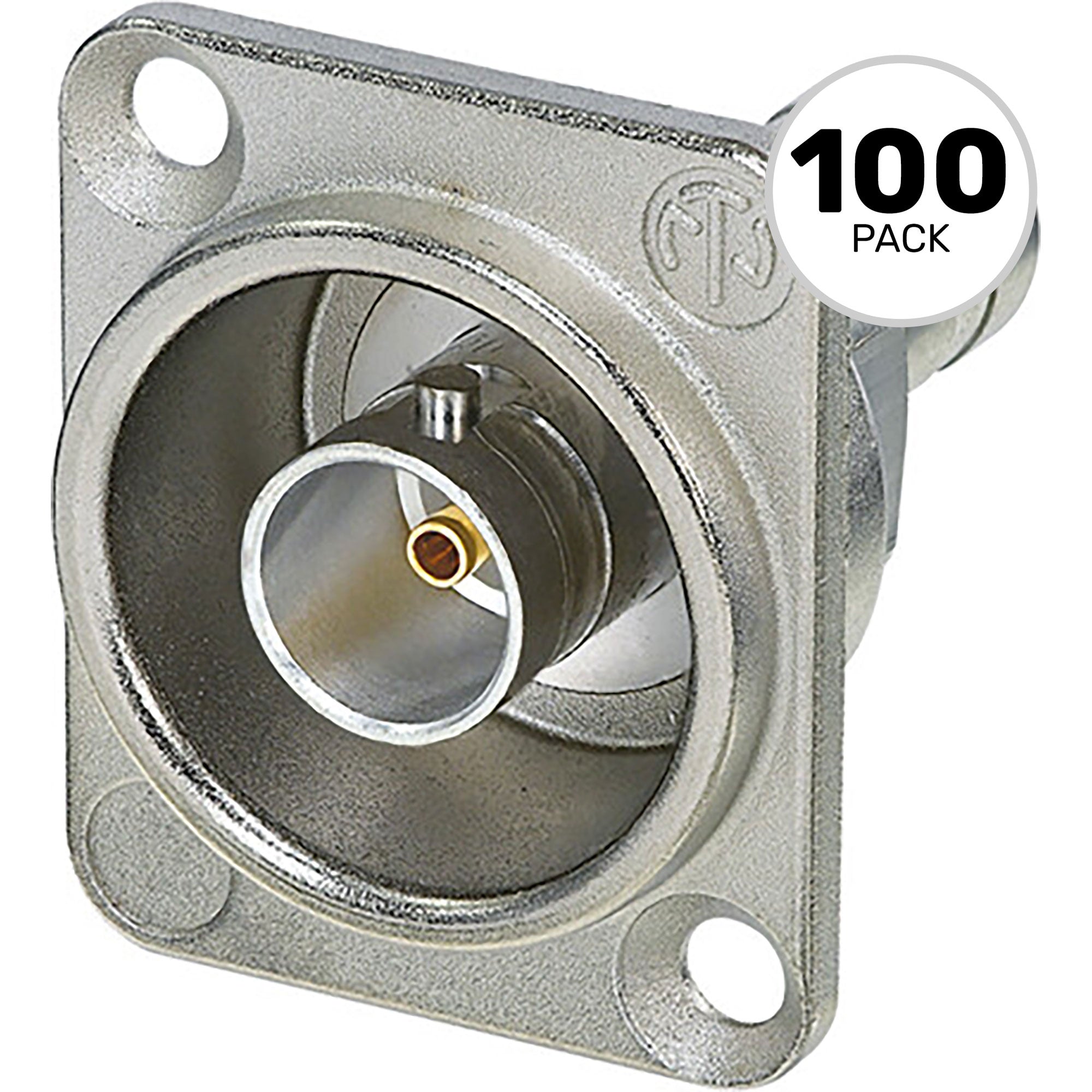 Neutrik NBB75DFG Grounded BNC Chassis Connector (Nickel, Box of 100)