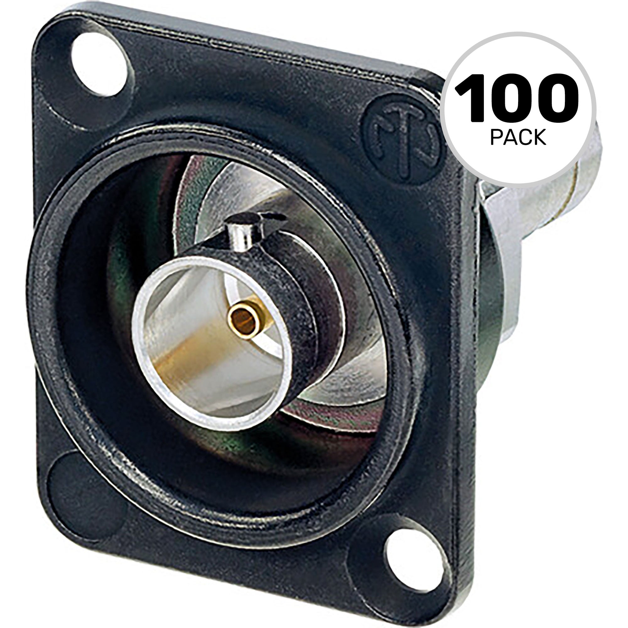 Neutrik NBB75DFGB Grounded BNC Chassis Connector (Black, Box of 100)
