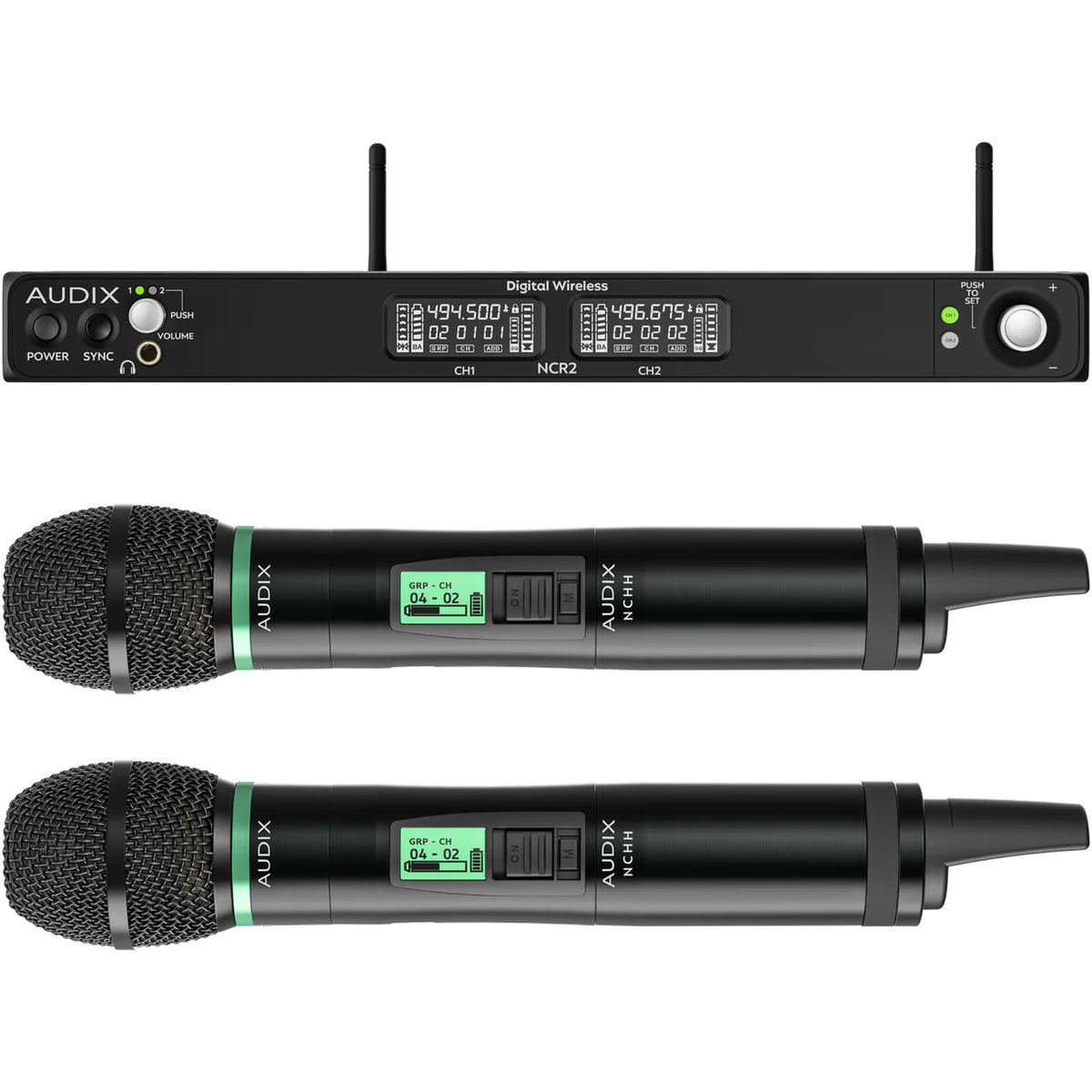Audix NC2HEC Novacore Dual-Channel Handheld Wireless System with Extended Cardioid Capsule