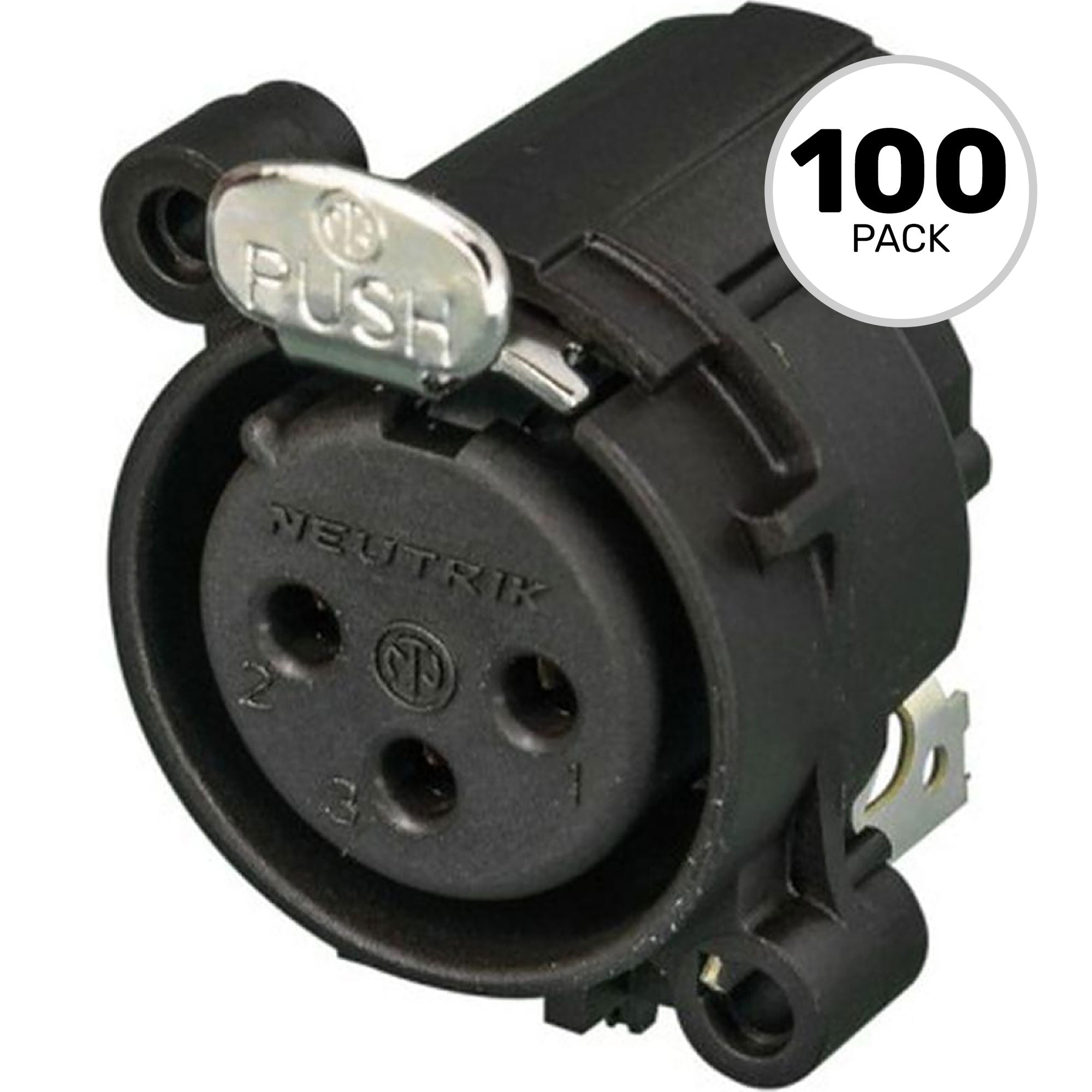 Neutrik NC3FAH1 Horizontal PCB Female 3-Pin XLR Chassis Connector (Box of 100)