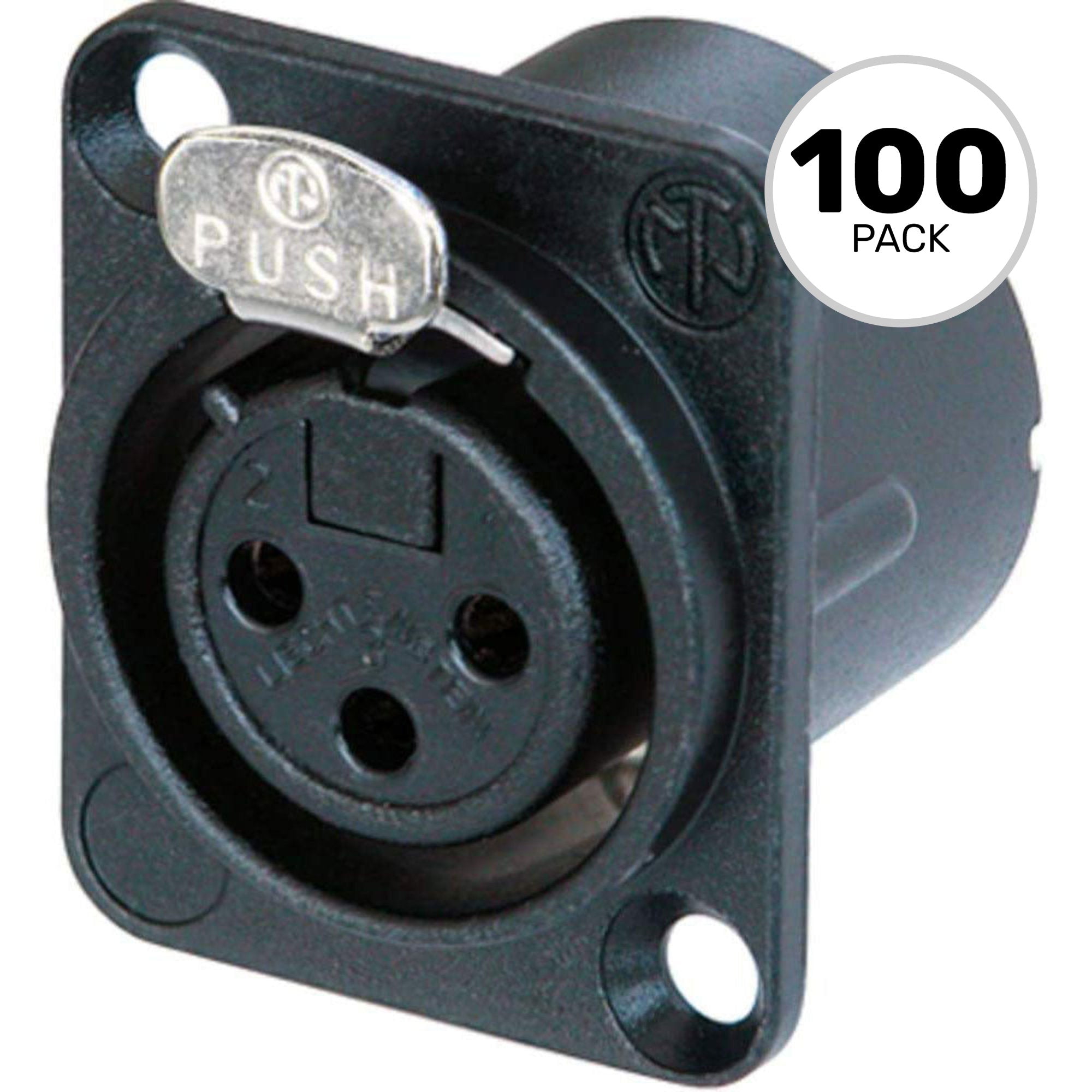 Neutrik NC3FD-LX-BAG Female 3-Pin XLR Chassis Connector (Black/Silver, Box of 100)