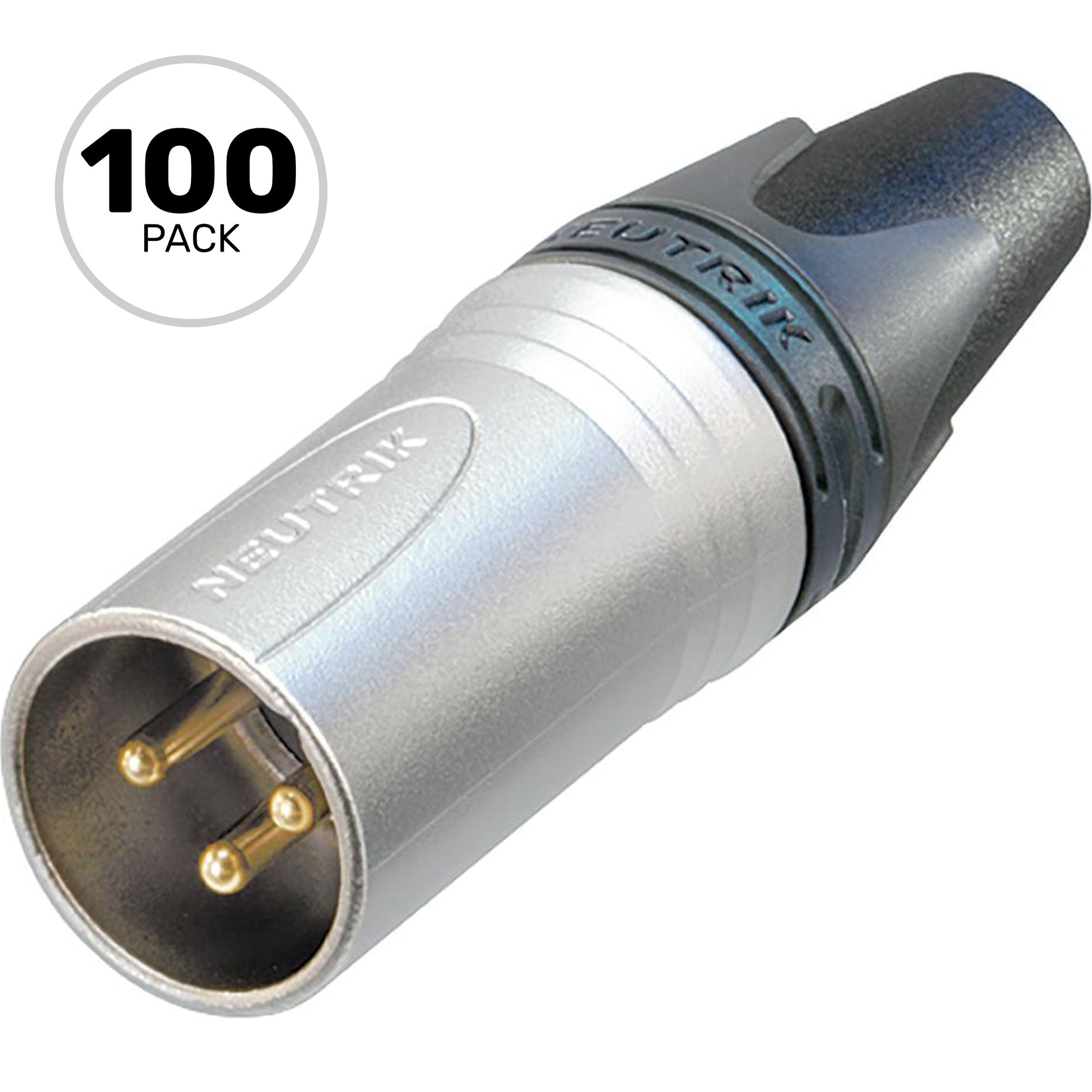 Neutrik NC3MXX-HE Male 3-Pin XLR Cable Connector (Velour-Chromium/Machined Gold, Box of 100)