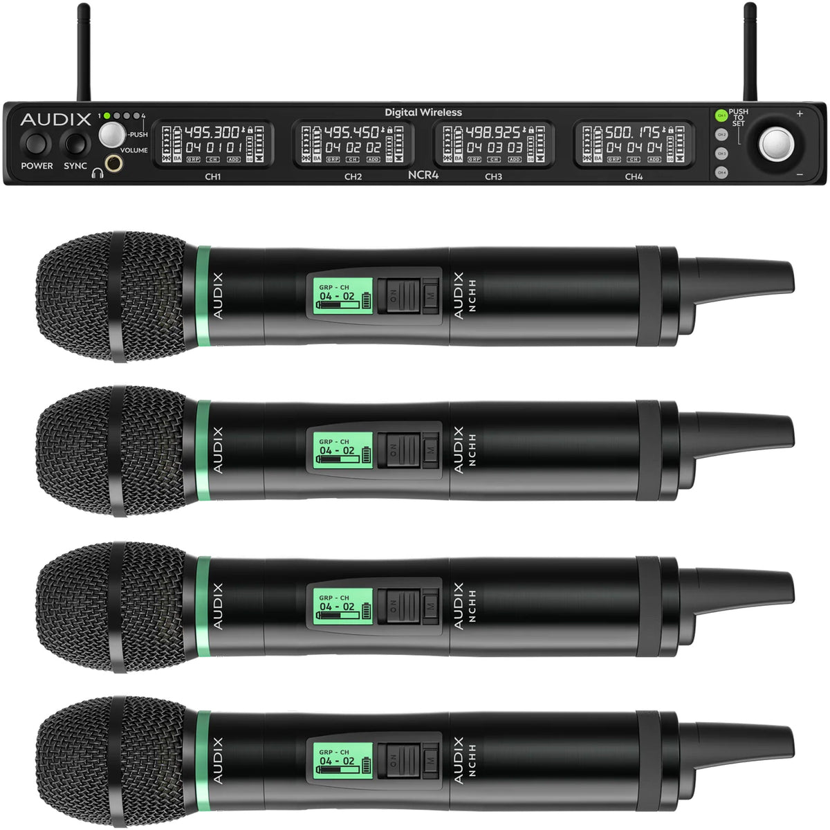 Audix NC4HEC Novacore Quad-Channel Handheld Wireless System with Extended Cardioid Capsule