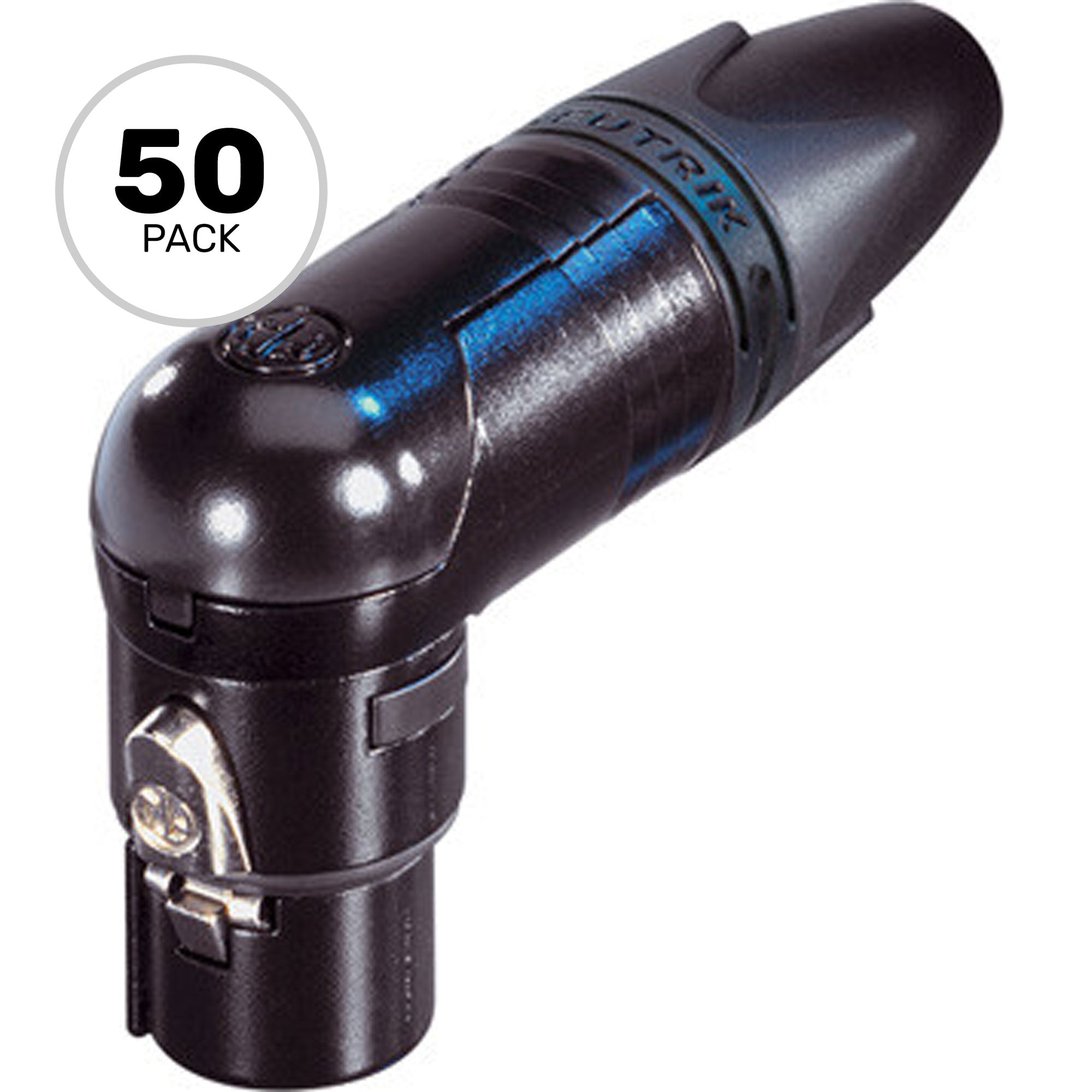 Neutrik NC5FRX-B Female Right Angle 5-Pin XLR Cable Connector (Black/Gold, Box of 50)