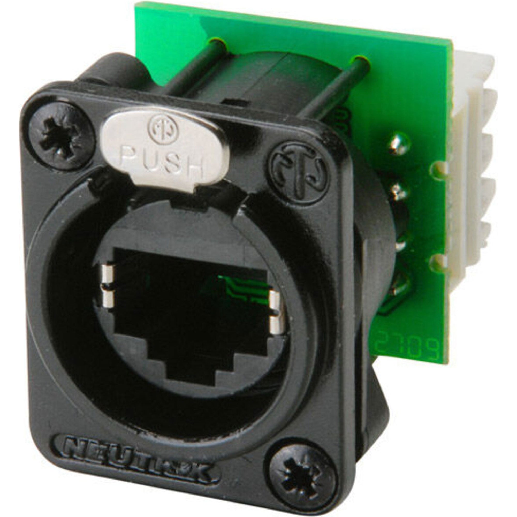 Neutrik NE8FDV-Y110-B etherCON RJ45 CAT5e Panel Mount Receptacle with IDC 110 Punch Downs (Black)