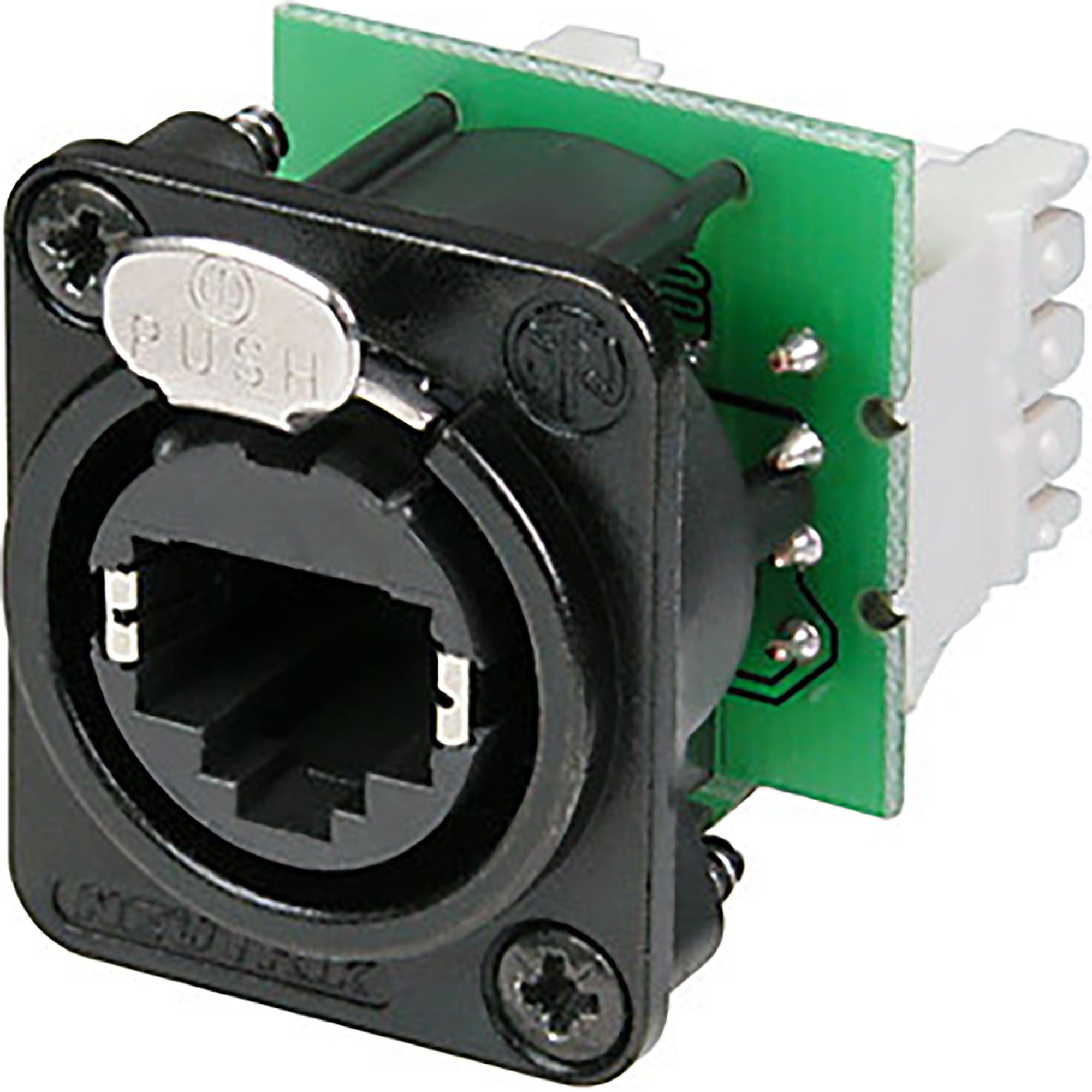 Neutrik NE8FDV-Y110-B etherCON RJ45 CAT5e Panel Mount Receptacle with IDC 110 Punch Downs (Black)