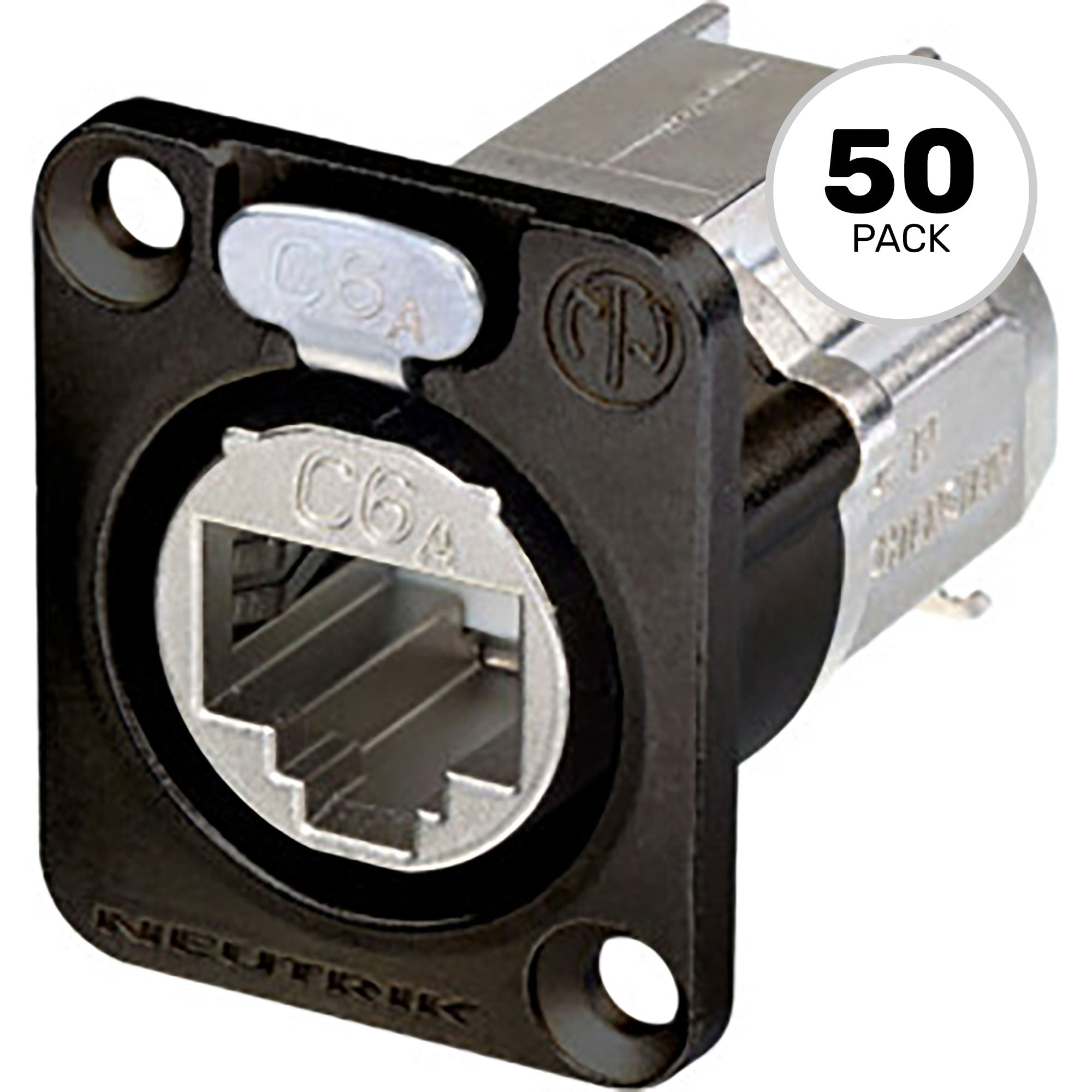 Neutrik NE8FDX-Y6-B D-Shape Cat 6a Shielded Panel Connector (Black, Box of 50)