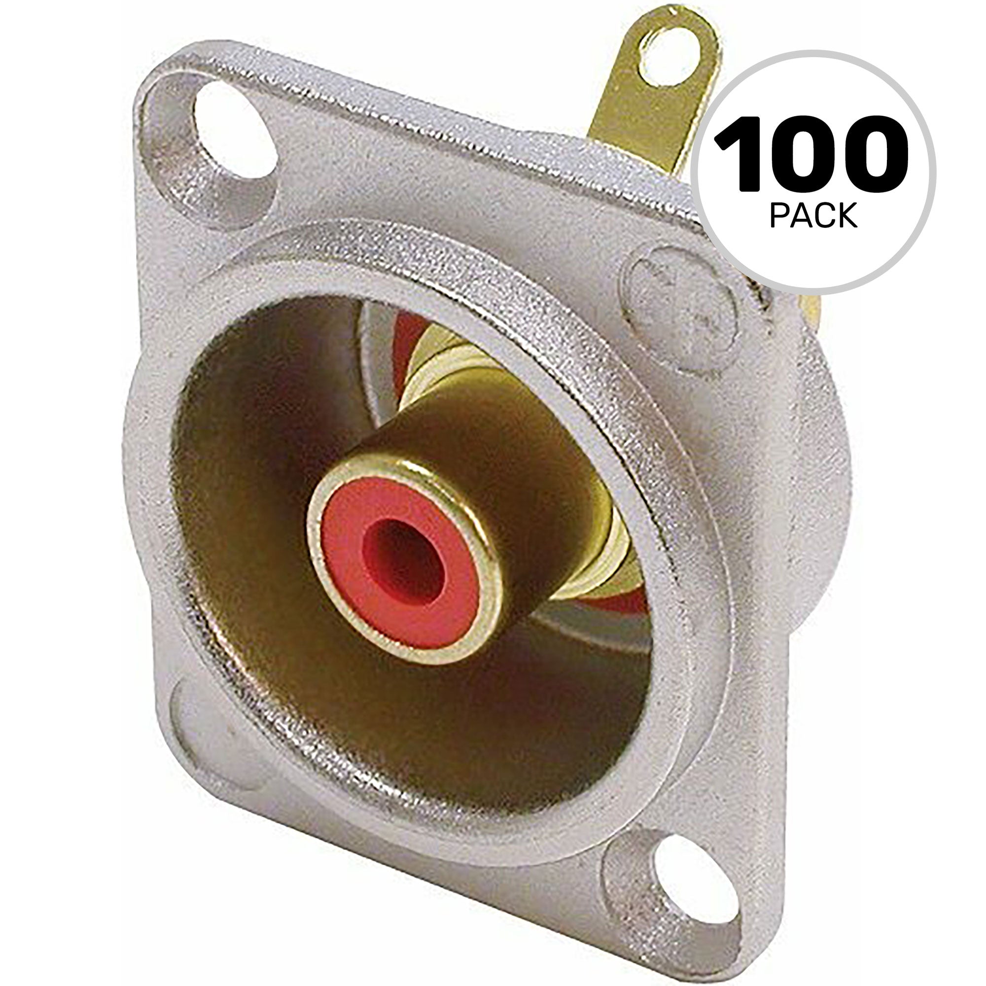 Neutrik NF2D-2 Female RCA Phono Jack (Nickel/Red, Box of 100)