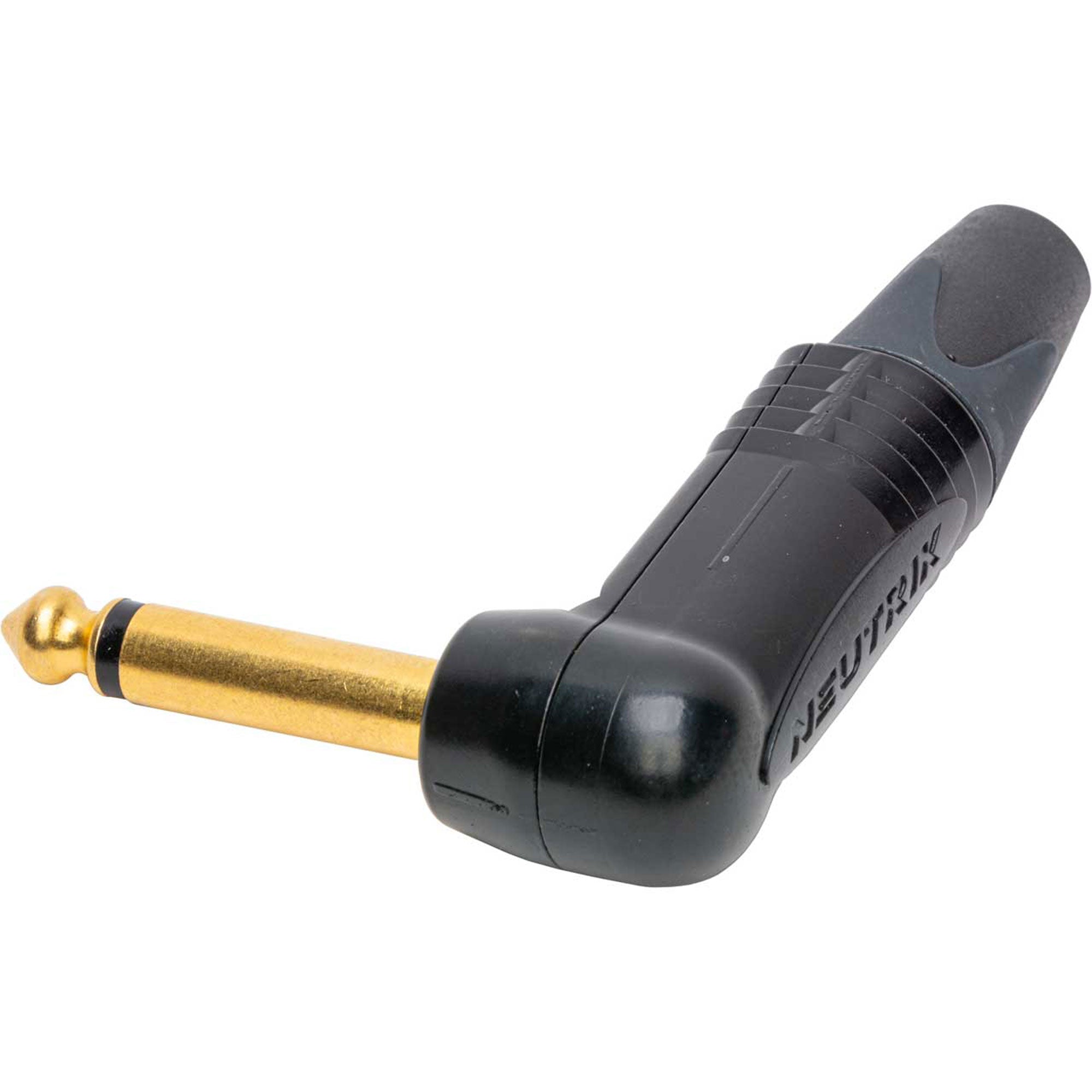 Neutrik NP2RX-B Professional Right-Angle 1/4" TS Mono Phone Plug (Black/Gold, Box of 25)