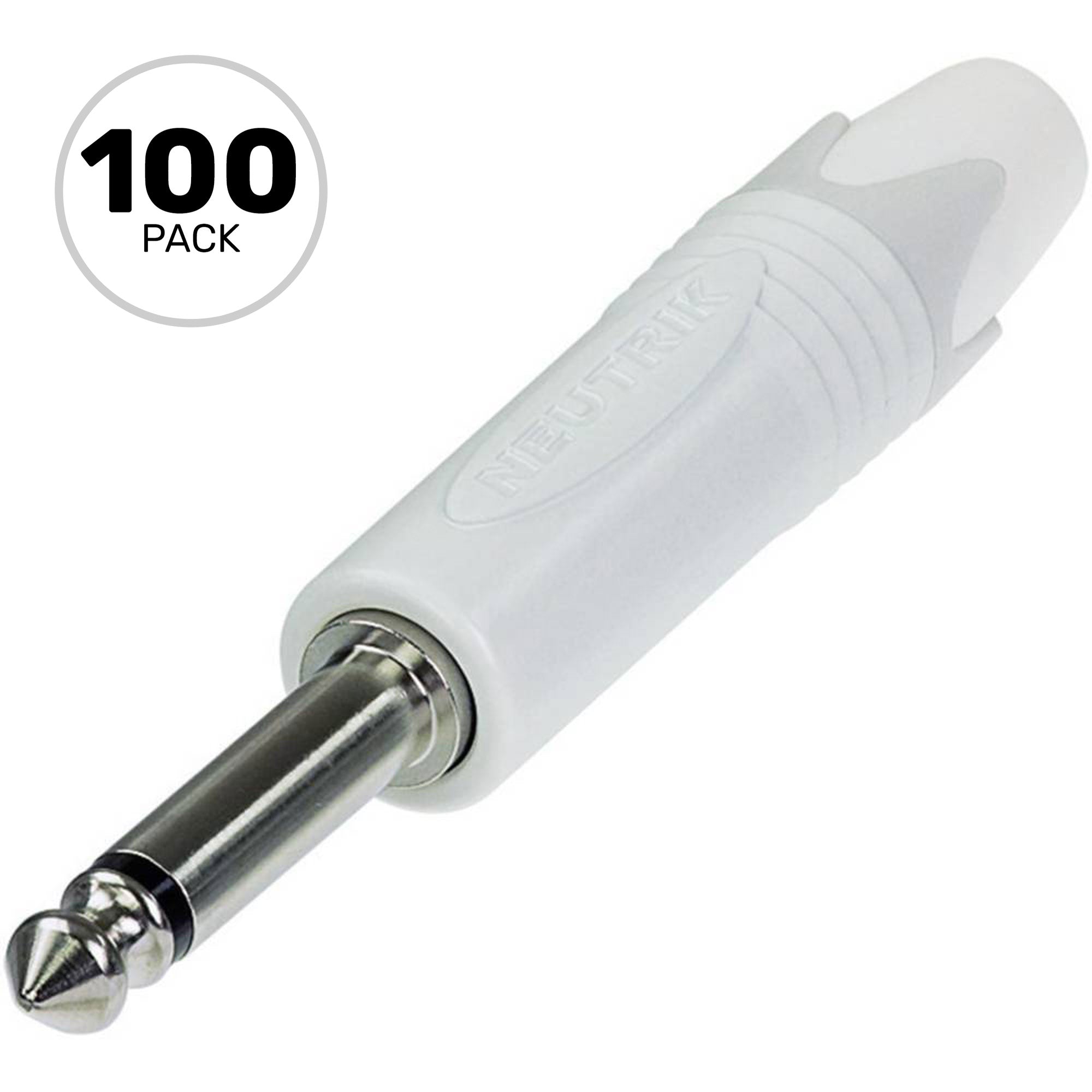 Neutrik NP2X-WT Professional 1/4" TS Mono Phone Plug (White/Silver, Box of 100)