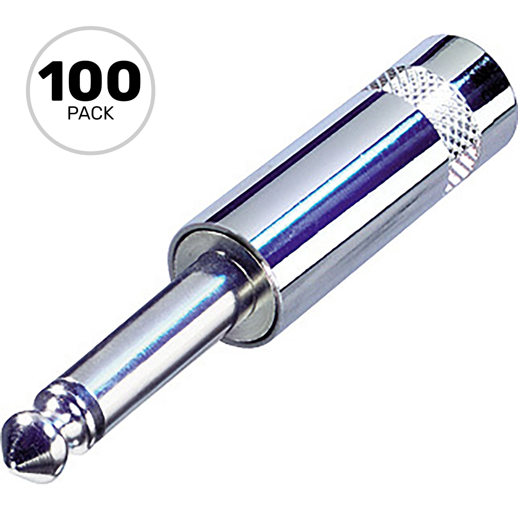 Neutrik Rean NYS224L 1/4" Mono Phone Long Barrel Plug for Large Cables (Nickel/Silver, Box of 100)