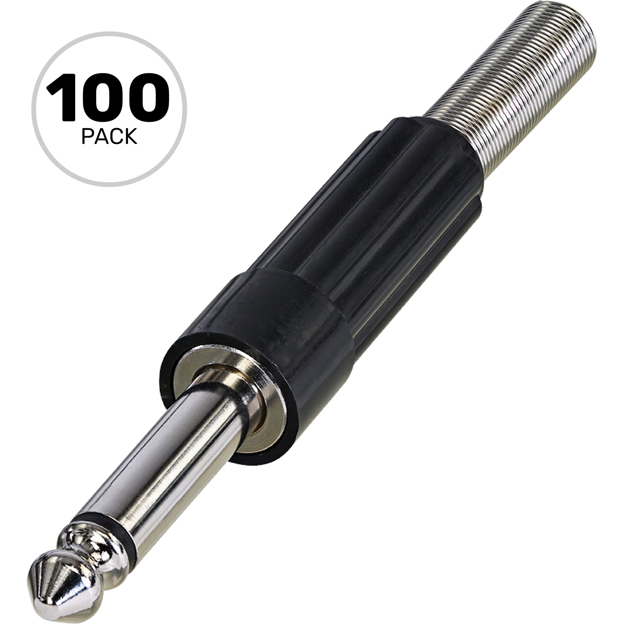 Neutrik Rean NYS203 1/4" Mono Phone Plastic Barrel Plug (Black/Silver, Box of 100)