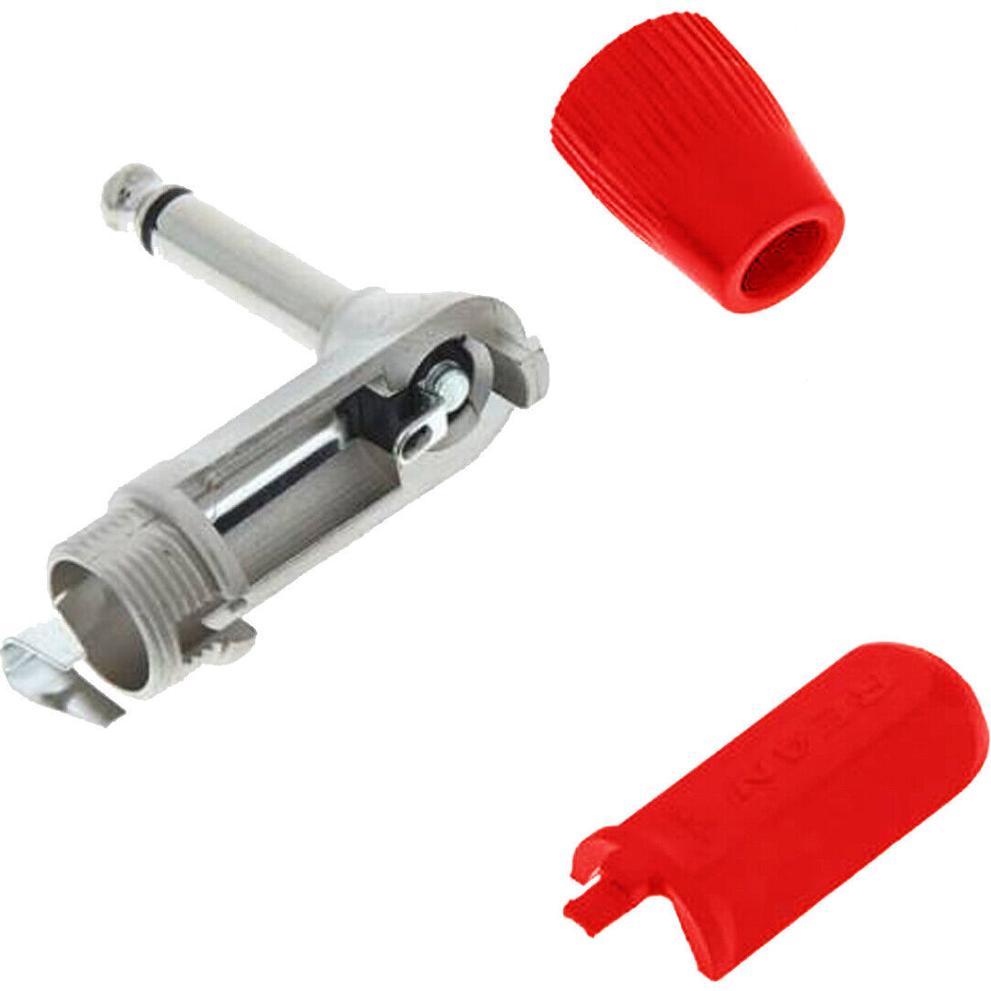 Neutrik Rean NYS207-2 Right-Angle 1/4" Mono Phone Plug with Red Boot (Nickel/Silver, Box of 100)