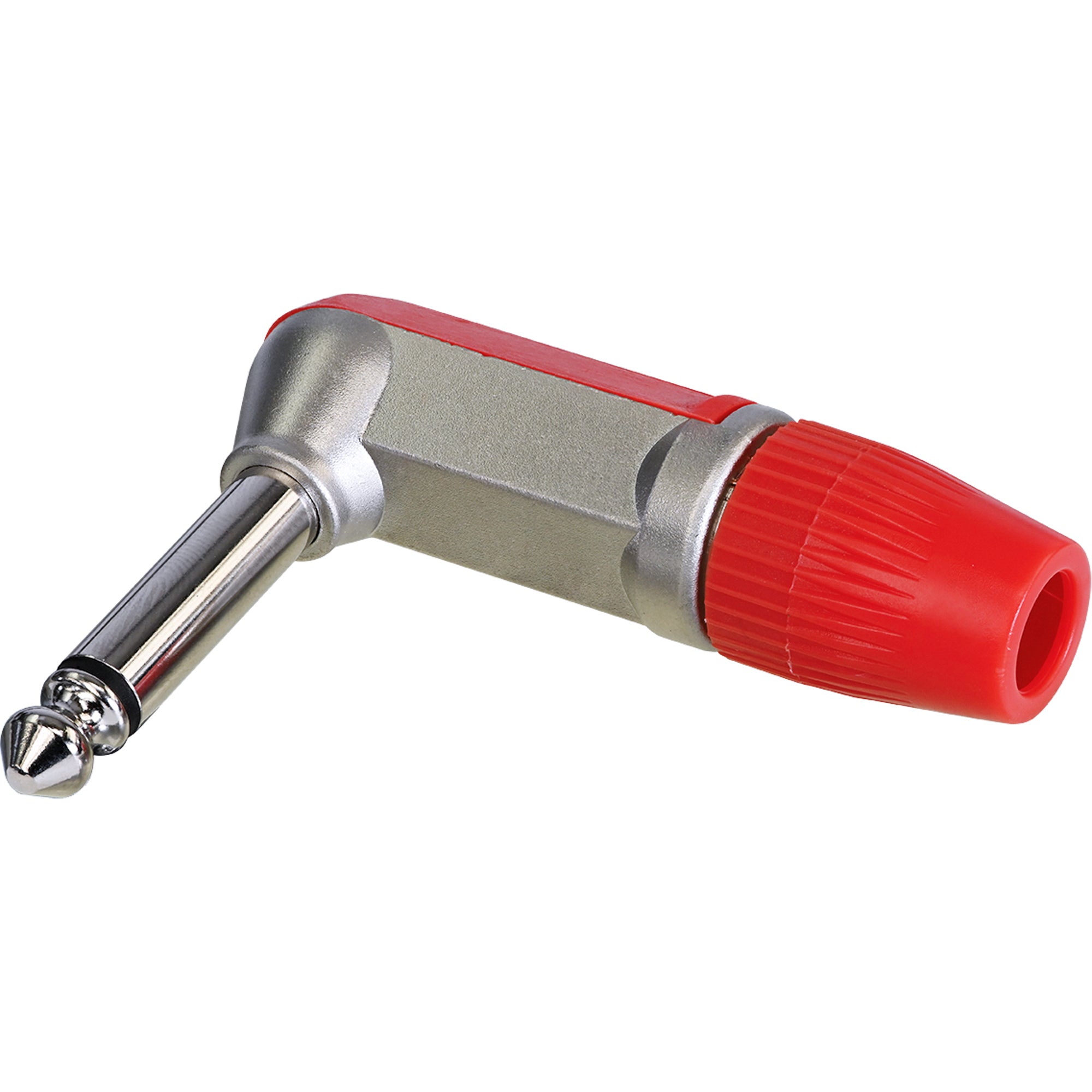 Neutrik Rean NYS207-2 Right-Angle 1/4" Mono Phone Plug with Red Boot (Nickel/Silver, Box of 100)